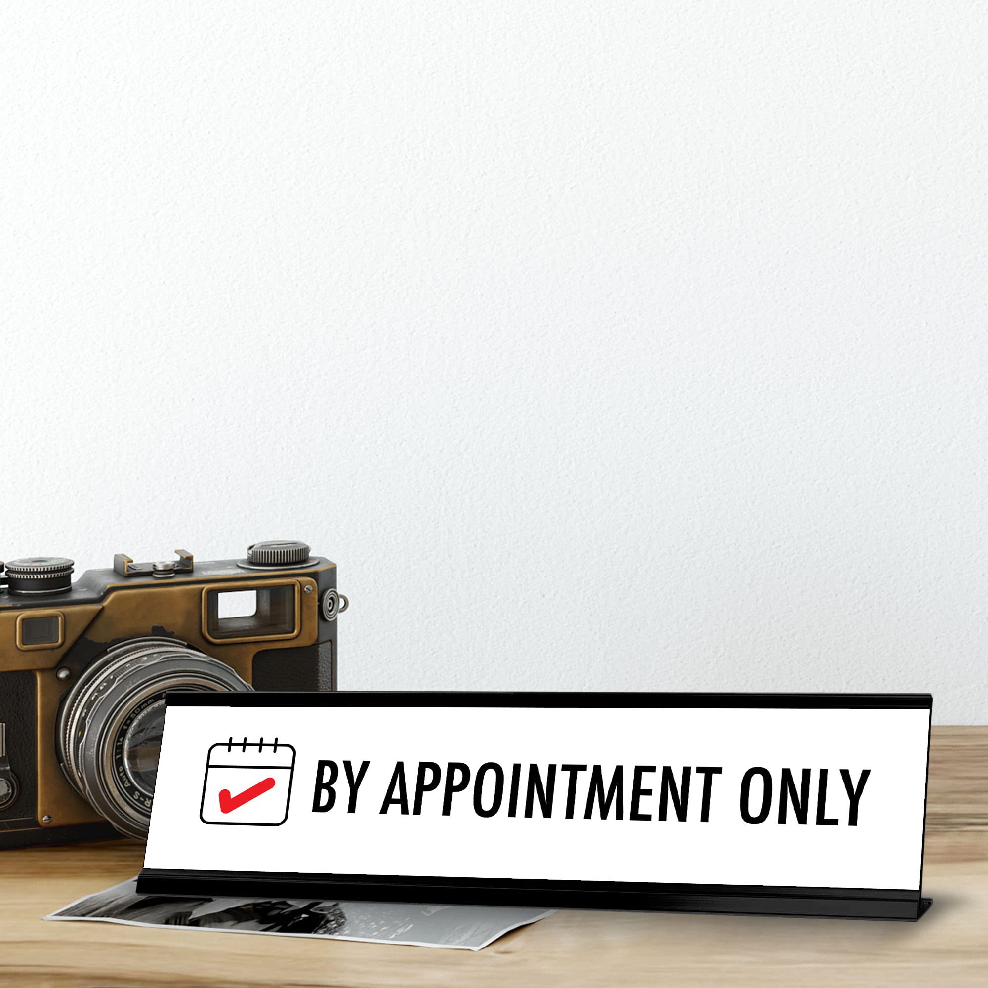 Custom Black Frame Desk Sign (2x8 Inches) - Elegant Office Decor for Reception, Meetings & Professional Spaces
