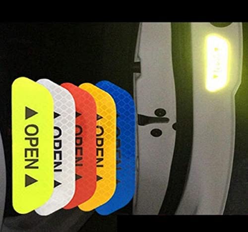 Mr Fix® 4-Pack Red Reflective Car Door Safety Warning Stickers - Universal Fit for Maruti Swift & Other Vehicles - Enhance Nighttime Visibility for Parking Lots & Roadside Emergencies