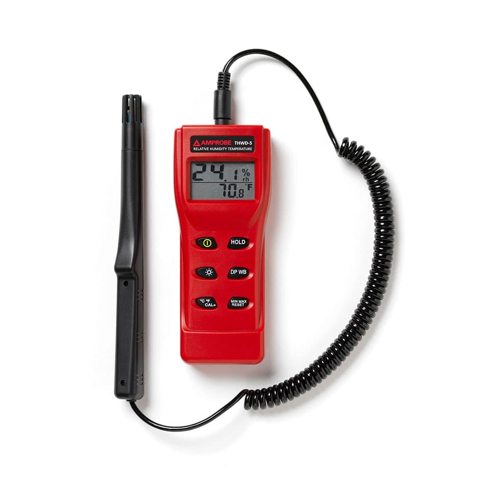 Amprobe 3311803 THWD-5 Digital Temperature Humidity Meter - Measures Wet Bulb, Dew Point & Relative Humidity - Ideal for HVAC, Industrial, and Laboratory Environments