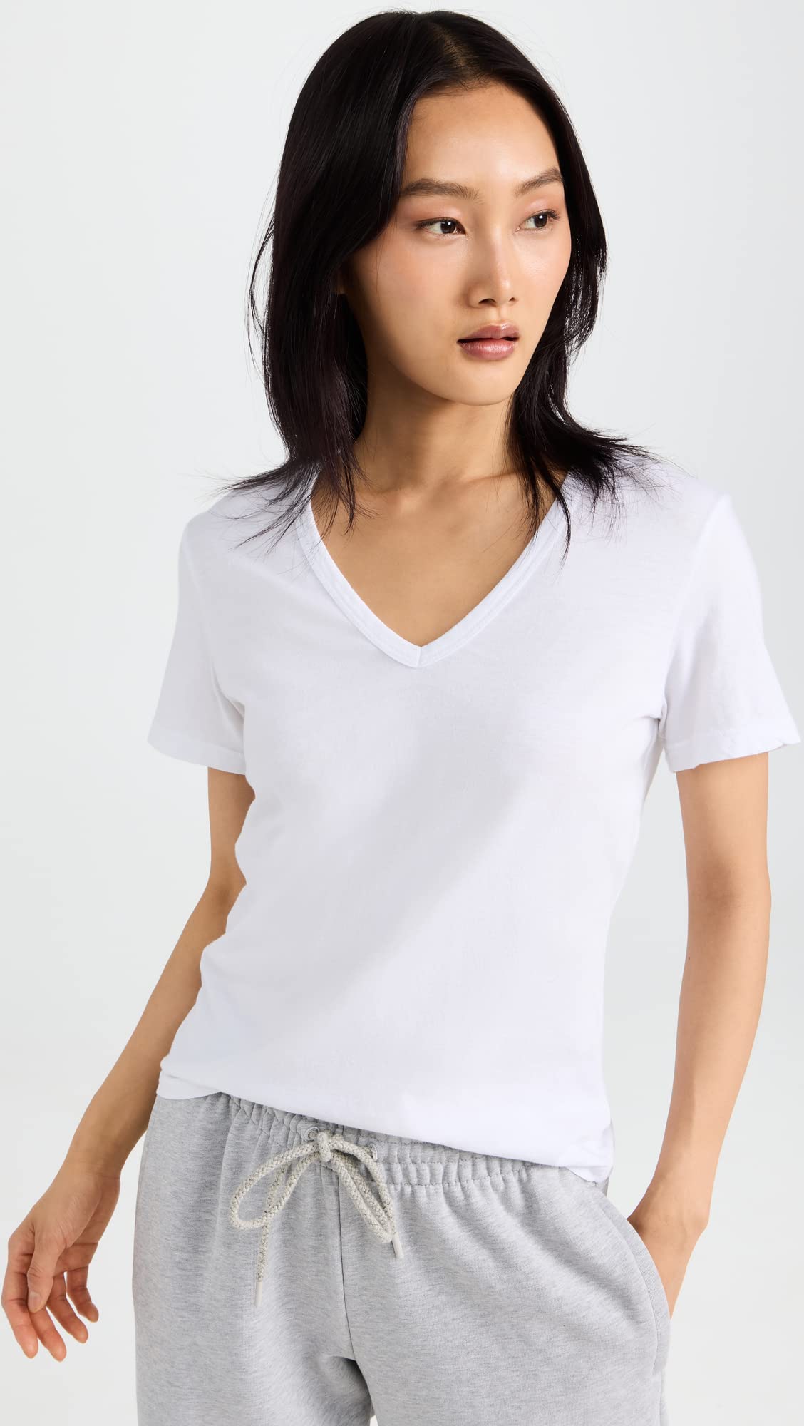 Women's Standard V Neck T-Shirt - Soft Cotton Casual Tee for Everyday Wear | Perfect for Work, Outings & Layering