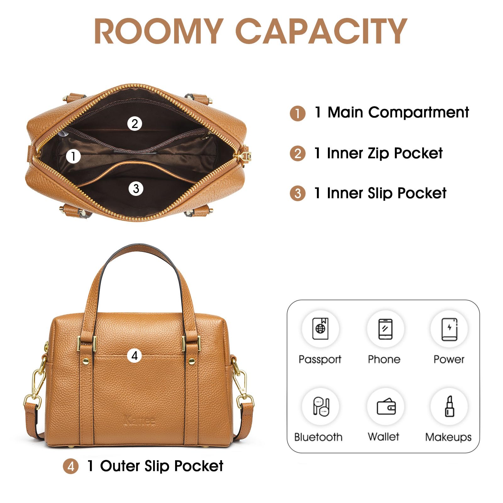 Kattee Women's Small Leather Purses & Handbags - Soft Crossbody Bag with Top Handle, Trendy Shoulder Bag for Daily Use, Work, and Travel