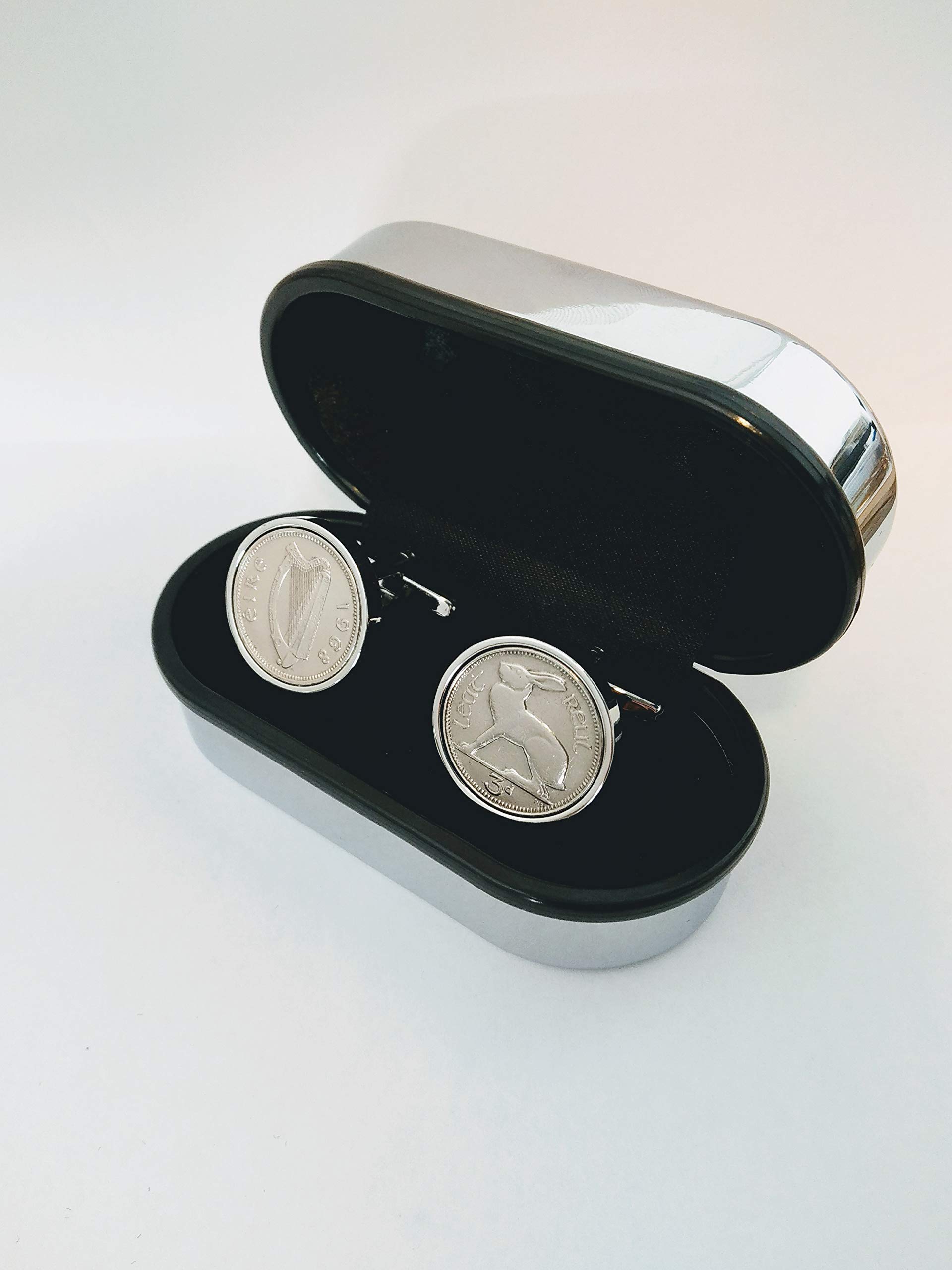 1962 Irish Coin Cufflinks for 61st Birthday - Lucky Anniversary Gift for Men with Elegant Presentation Box - Perfect for Father's Day, Graduation & Special Occasions