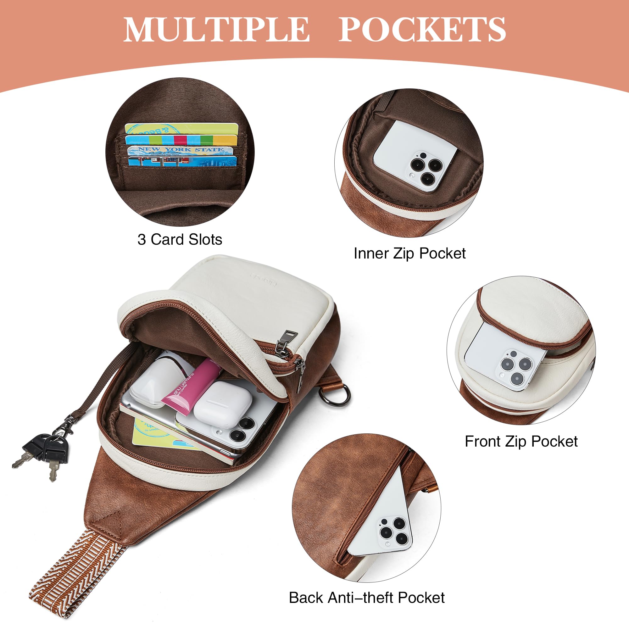 Stylish Unisex Crossbody Sling Bag with 5 Pockets - Anti-Theft Fanny Pack for Women & Men | Perfect for Travel, Gym & Outdoor Activities