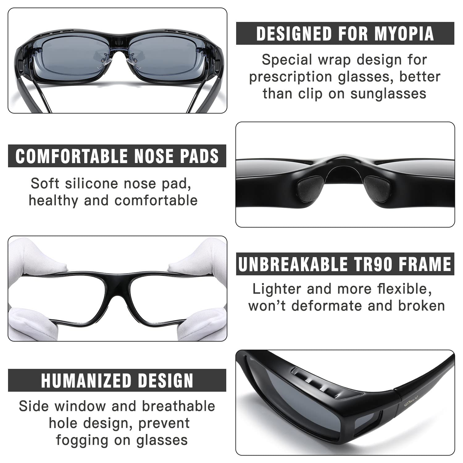 DUCO Polarized Wraparound Fitover Sunglasses for Men & Women – UV Protection, Over Prescription Glasses, Driving & Outdoor Activities