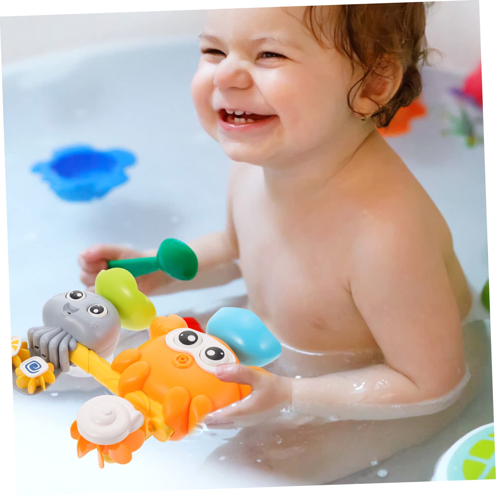 HEMOTON 2-Pack Crab Bath Toys for Babies & Kids - Non-Toxic ABS Plastic Bathtub Toys for Sensory Play, Bath Time Fun & Early Learning - Perfect Baby Shower Gift & Toddler Bath Accessories