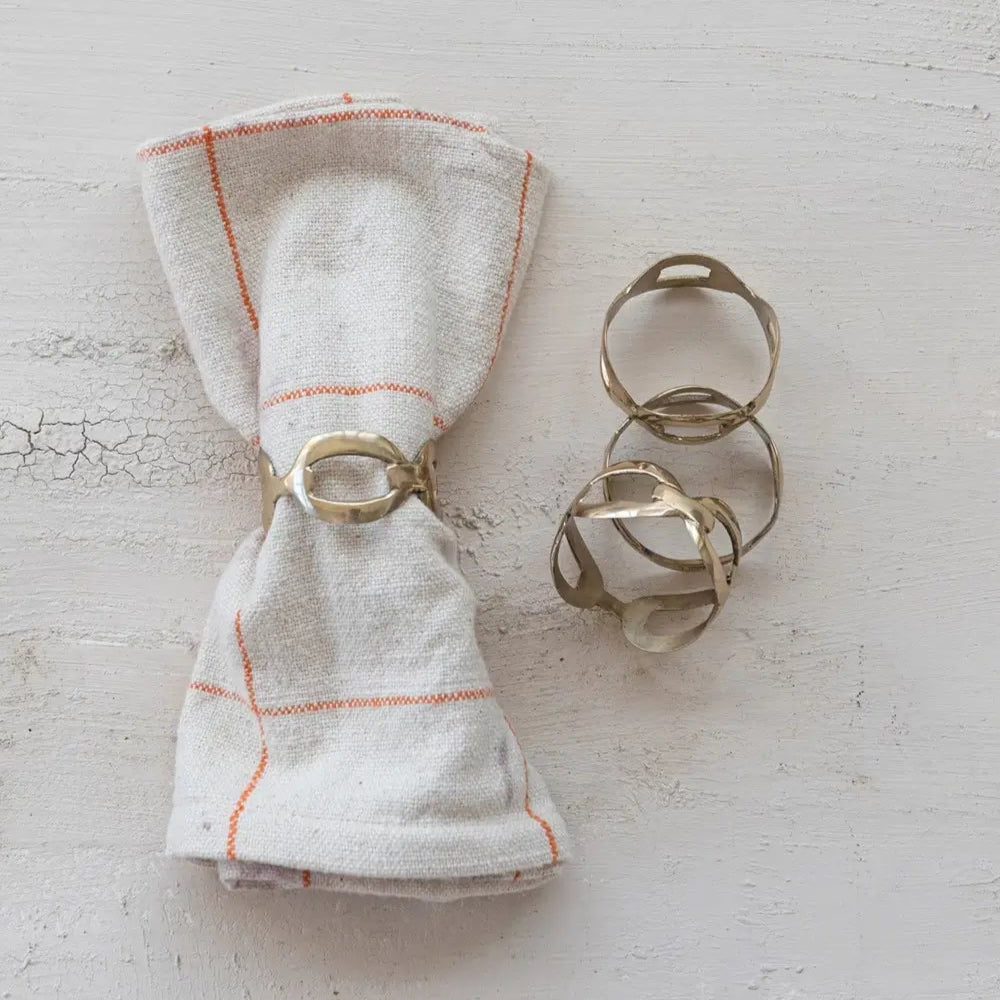 Elegant Brass Chain Napkin Rings Set - 6 Pack, Vintage Table Decor for Weddings, Parties & Holiday Dining