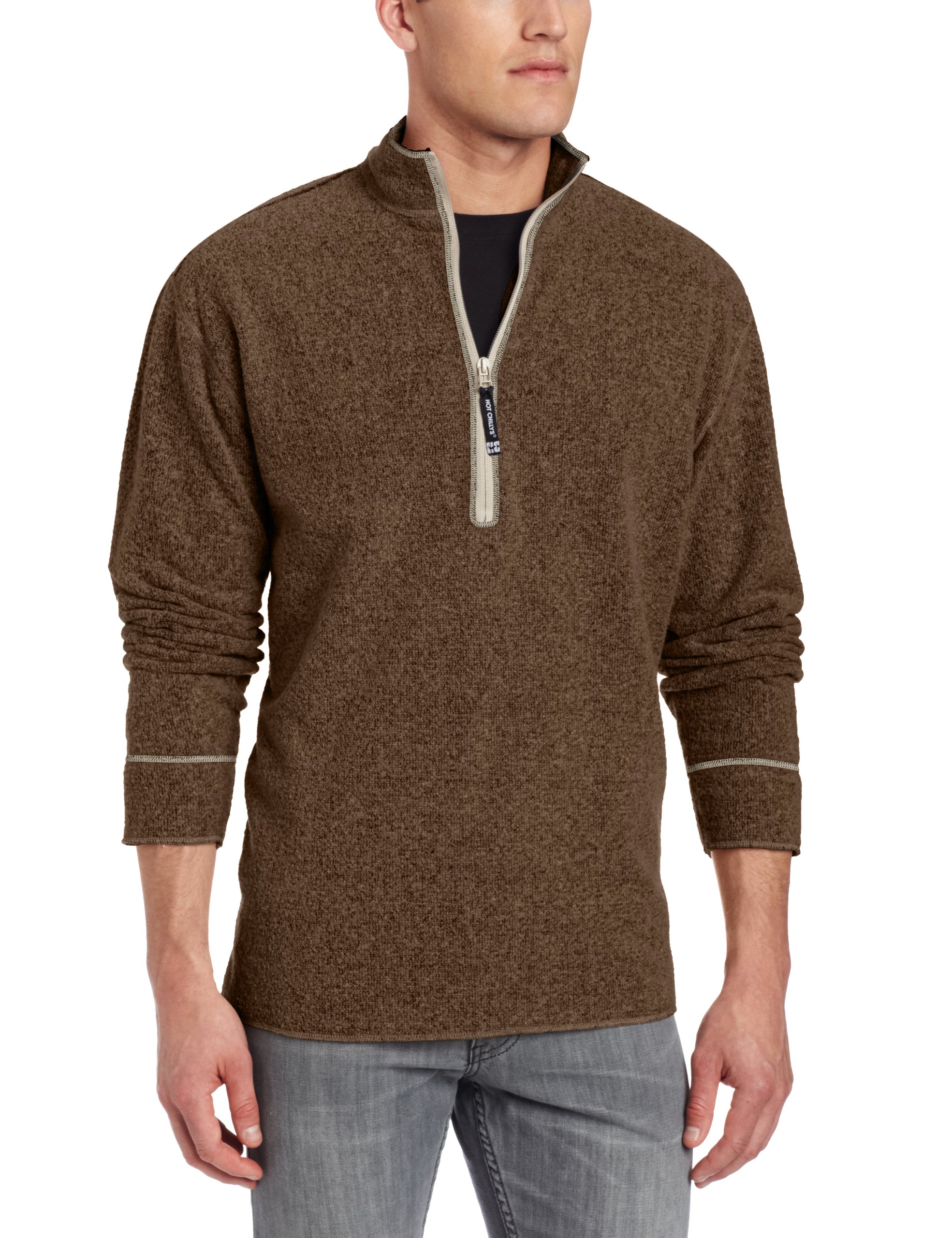 Hot Chillys Men's Thermal Zip-Up Fleece Jacket - Lightweight & Warm Winter Base Layer for Hiking, Skiing & Outdoor Activities