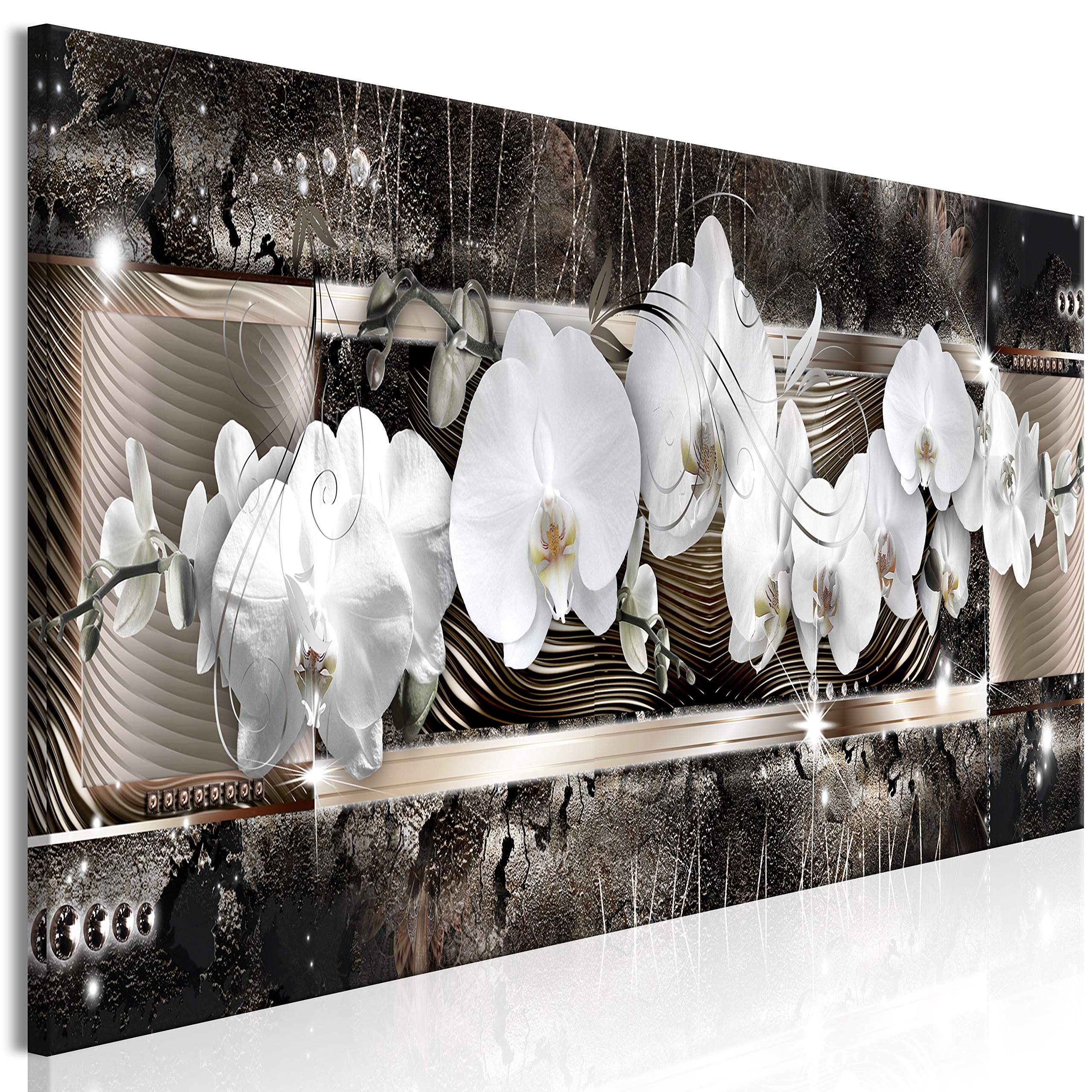 Artgeist Acoustic Canvas Wall Art Print - 47x16 Inch Orchid Soundproofing Panel with Acoustic Foam | Noise Reducing Home & Office Decor | Modern Flower Texture Painting for Living Room, Bedroom, Studio