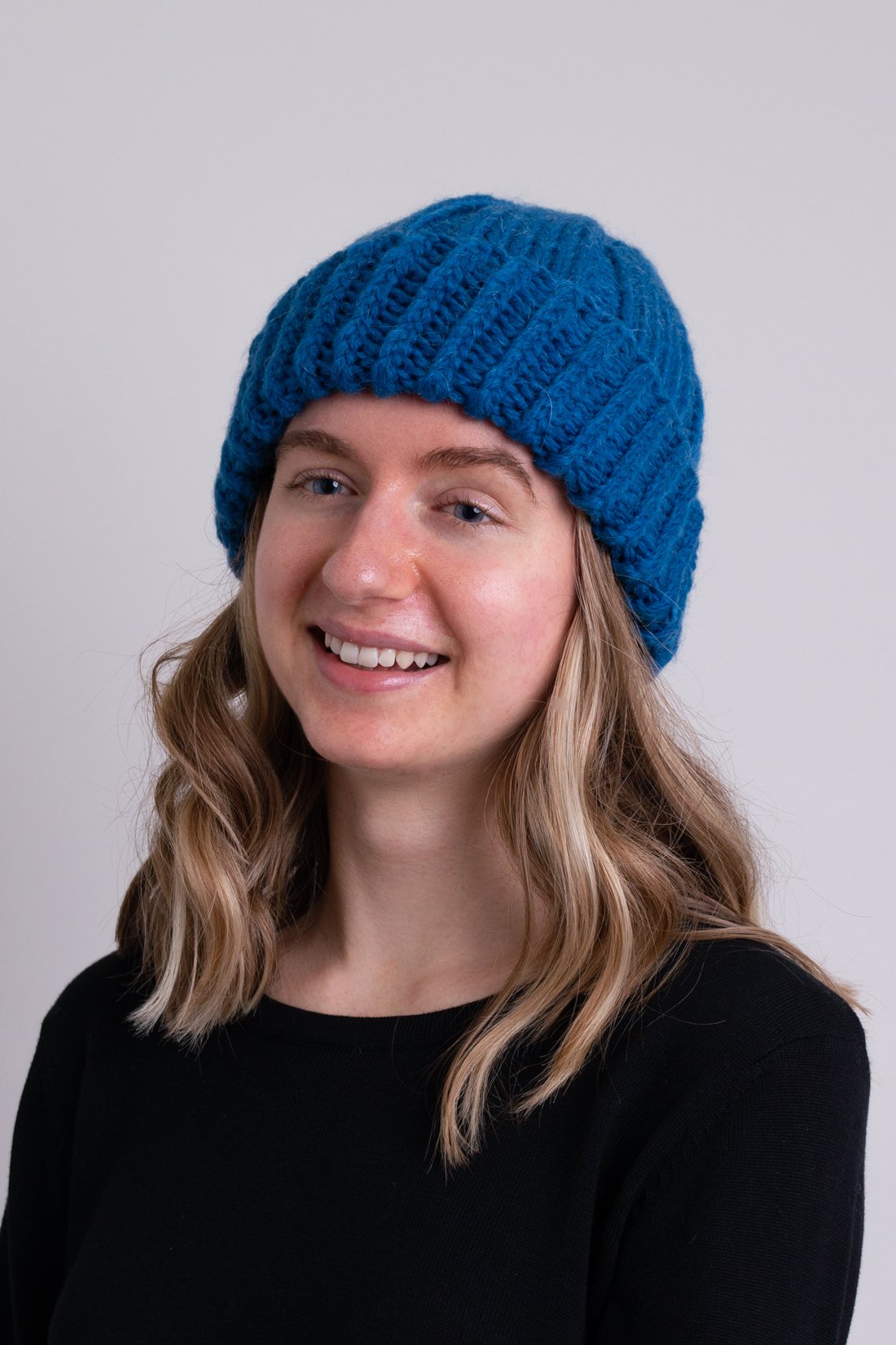 Hand Knit Wool Beanie for Women & Men - Soft Teal Winter Hat for Cold Weather - Cozy & Warm Accessory for Outdoor Activities