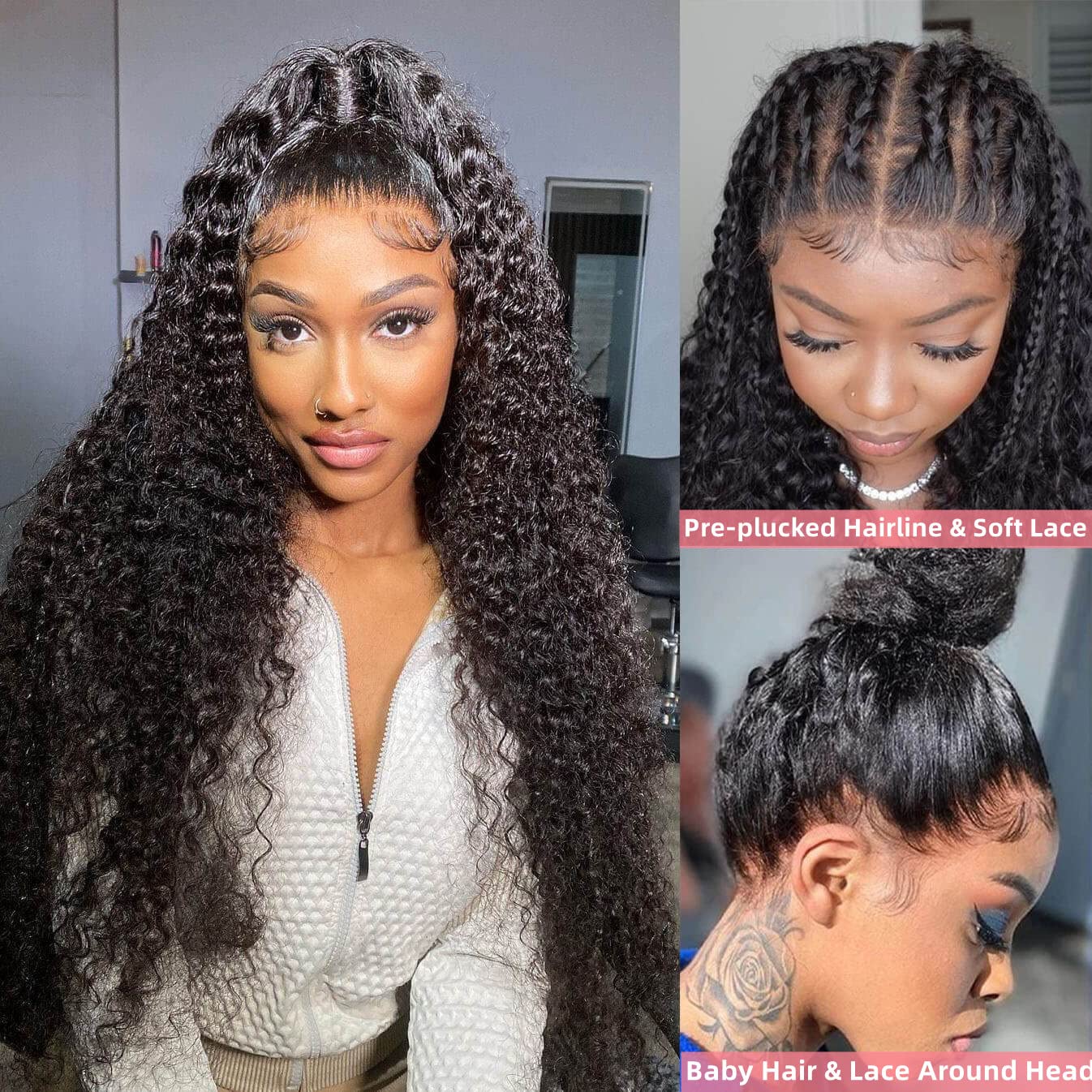 360° Full Lace Front Human Hair Wigs for Black Women - 18 Inch Water Wave Pre-Plucked Lace Wig with Natural Hairline | Perfect for Daily Wear, Parties & Special Occasions
