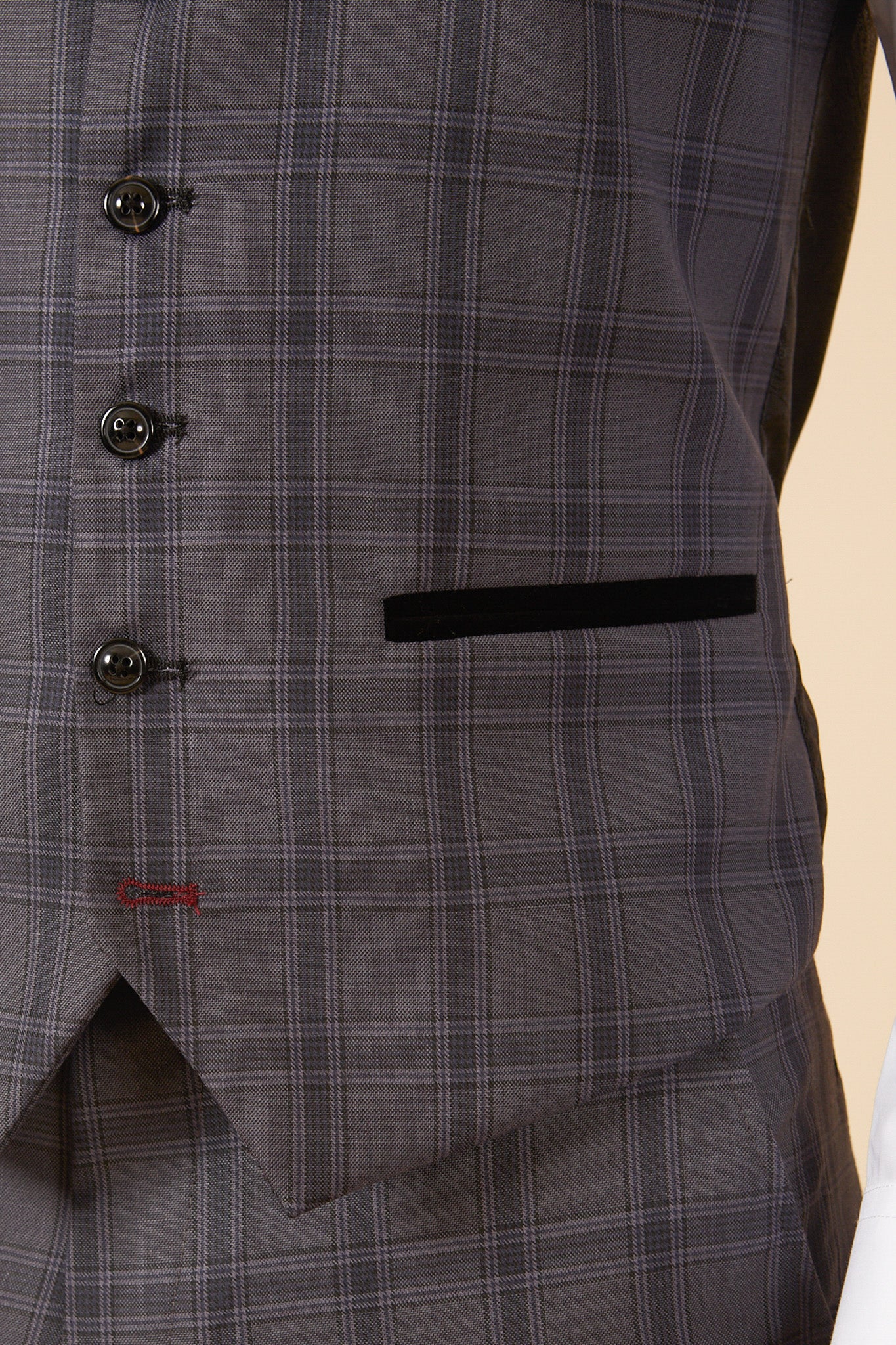 JOSE Men's Grey Check Single Breasted Waistcoat Vest - Formal & Casual Slim Fit for Business, Wedding & Office Wear