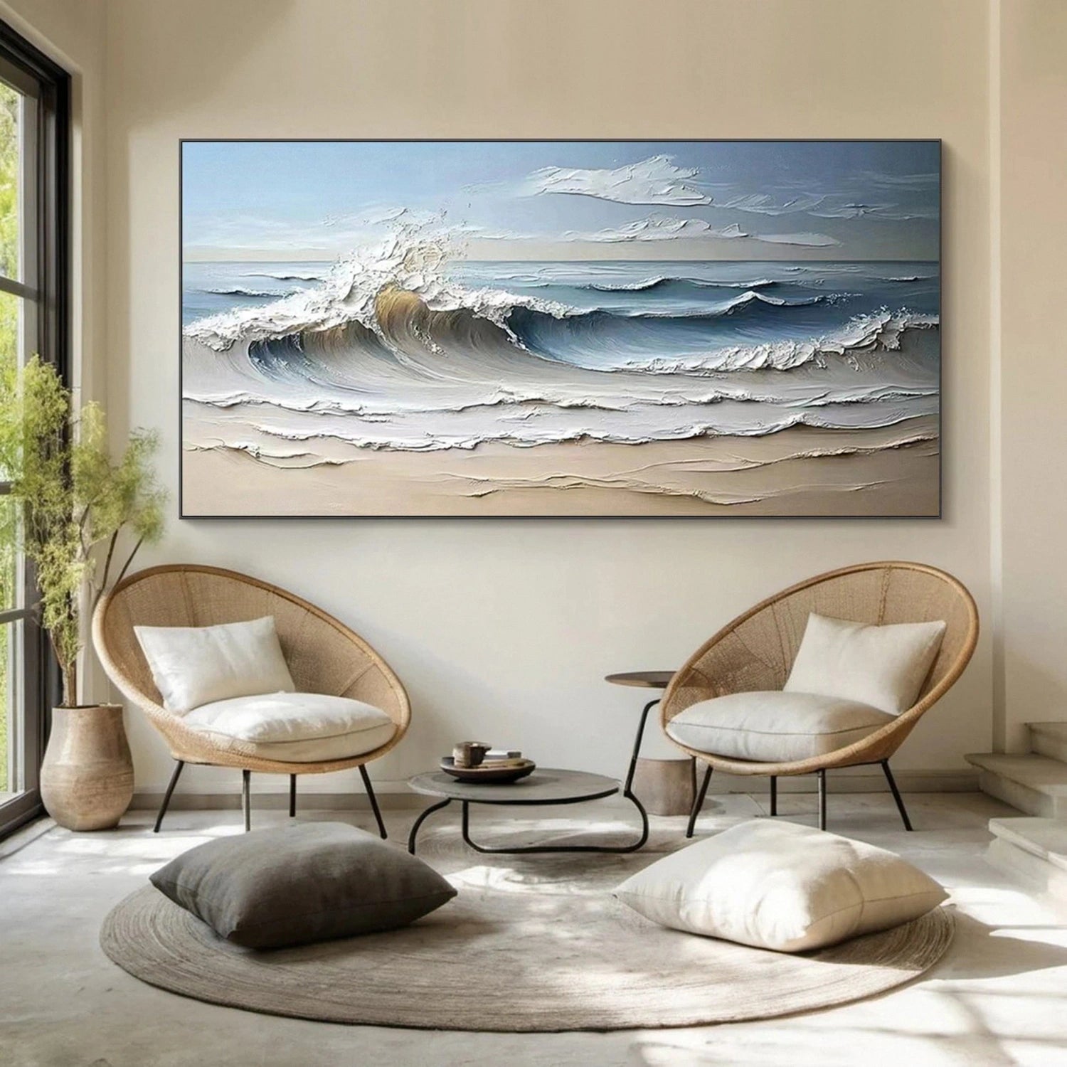 Ocean and Sky Painting #OS 240 - Stunning Handmade Wall Art for Home & Office Decor - Perfect for Living Room, Bedroom or Gift