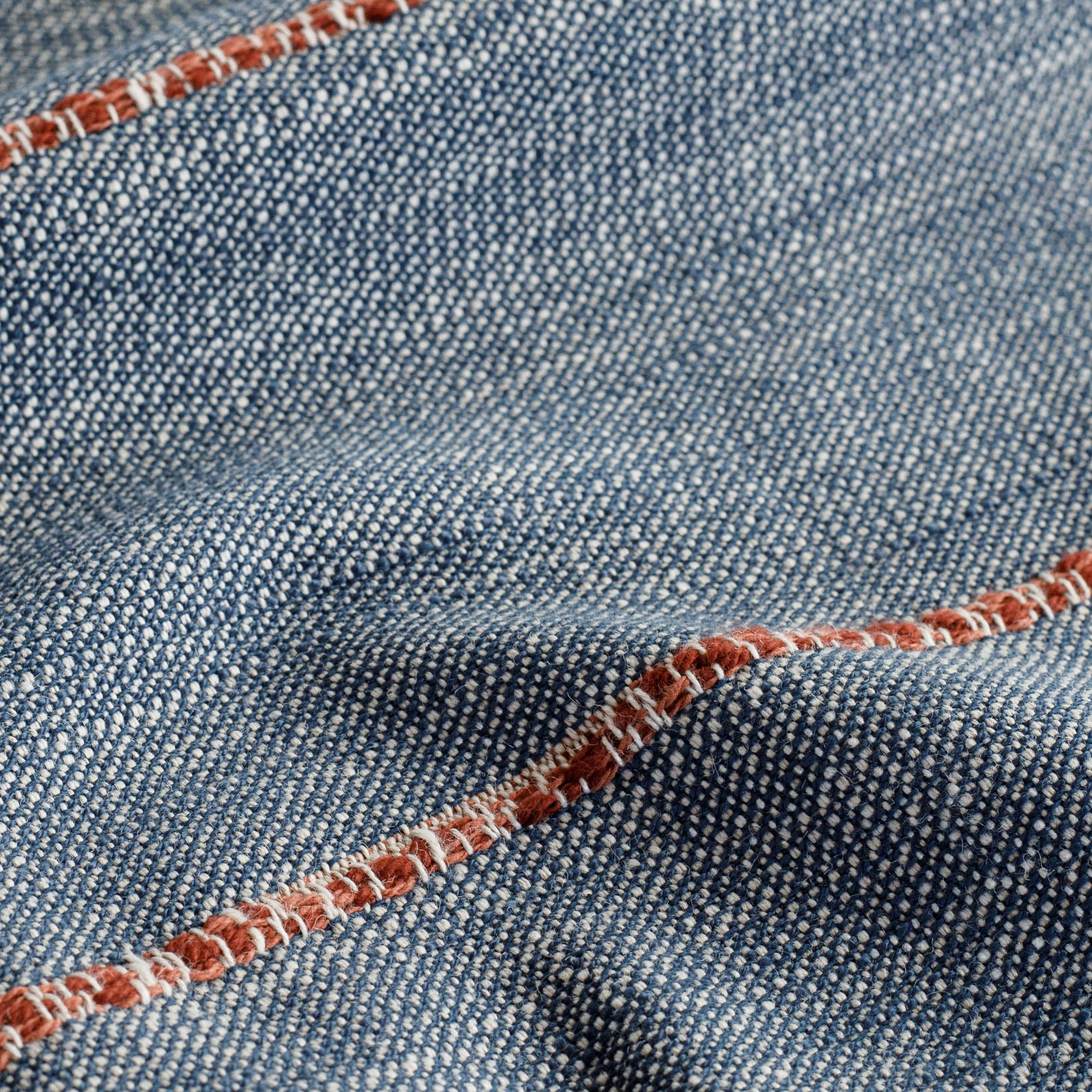 Brooklyn Stripe Cotton Throw Blanket - Navy & Rust Color - Soft & Cozy for Bed, Sofa, or Outdoor Use