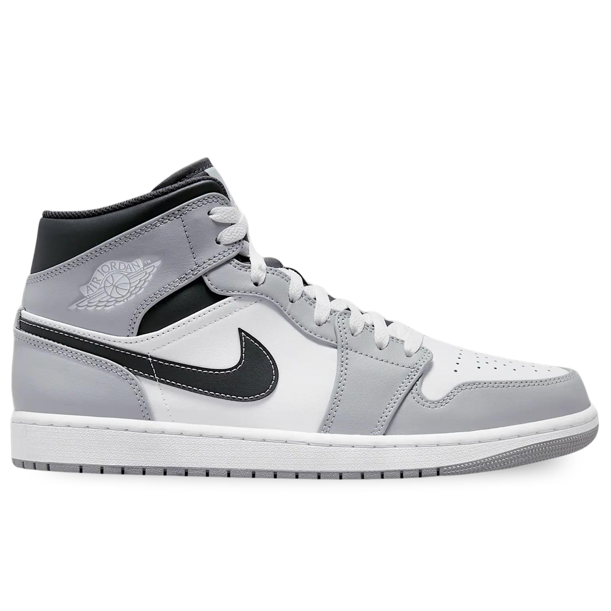 Nike Men's Air Jordan 1 Mid Basketball Shoes - Gray/White - Size 8 US - Comfortable Sneakers for Casual Wear, Gym & Street Fashion