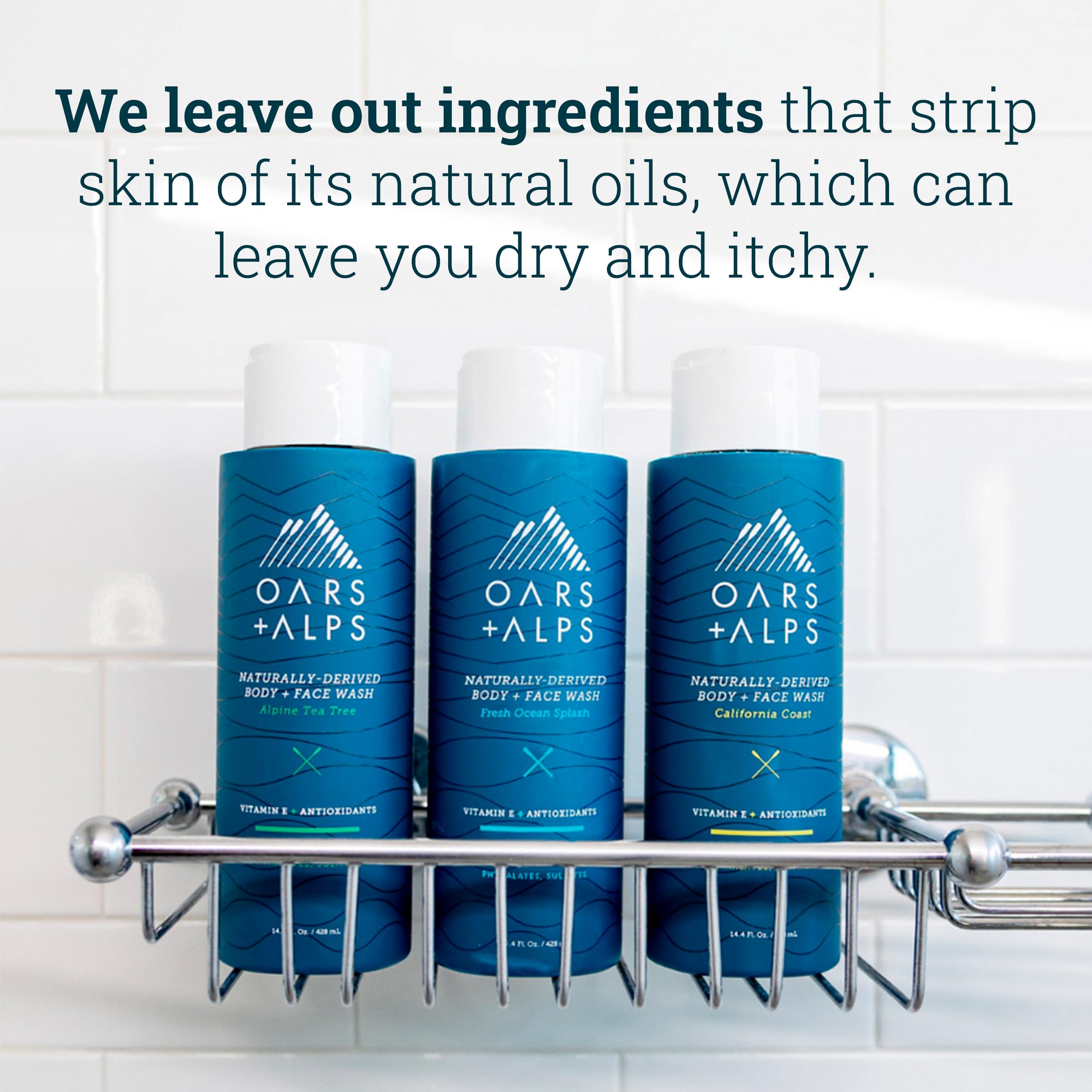 Oars + Alps Men's Moisturizing Body & Face Wash with Vitamin E & Antioxidants | Sulfate-Free Skin Care | Fresh Ocean Scent | Hydrating Cleanser for Men | Perfect for Gym, Travel & Daily Shower Routine