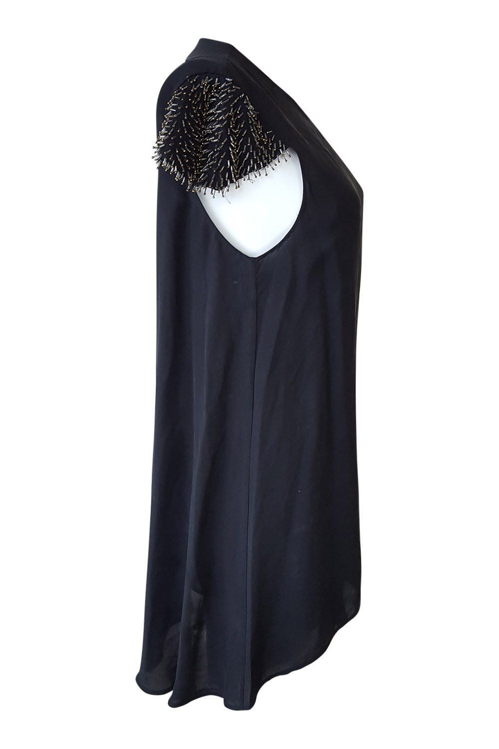 3.1 Phillip Lim Black Short Sleeve Asymmetric Hem Dress - Women's UK Size 8 | Elegant Asymmetrical Cocktail Dress for Parties, Weddings & Evening Events