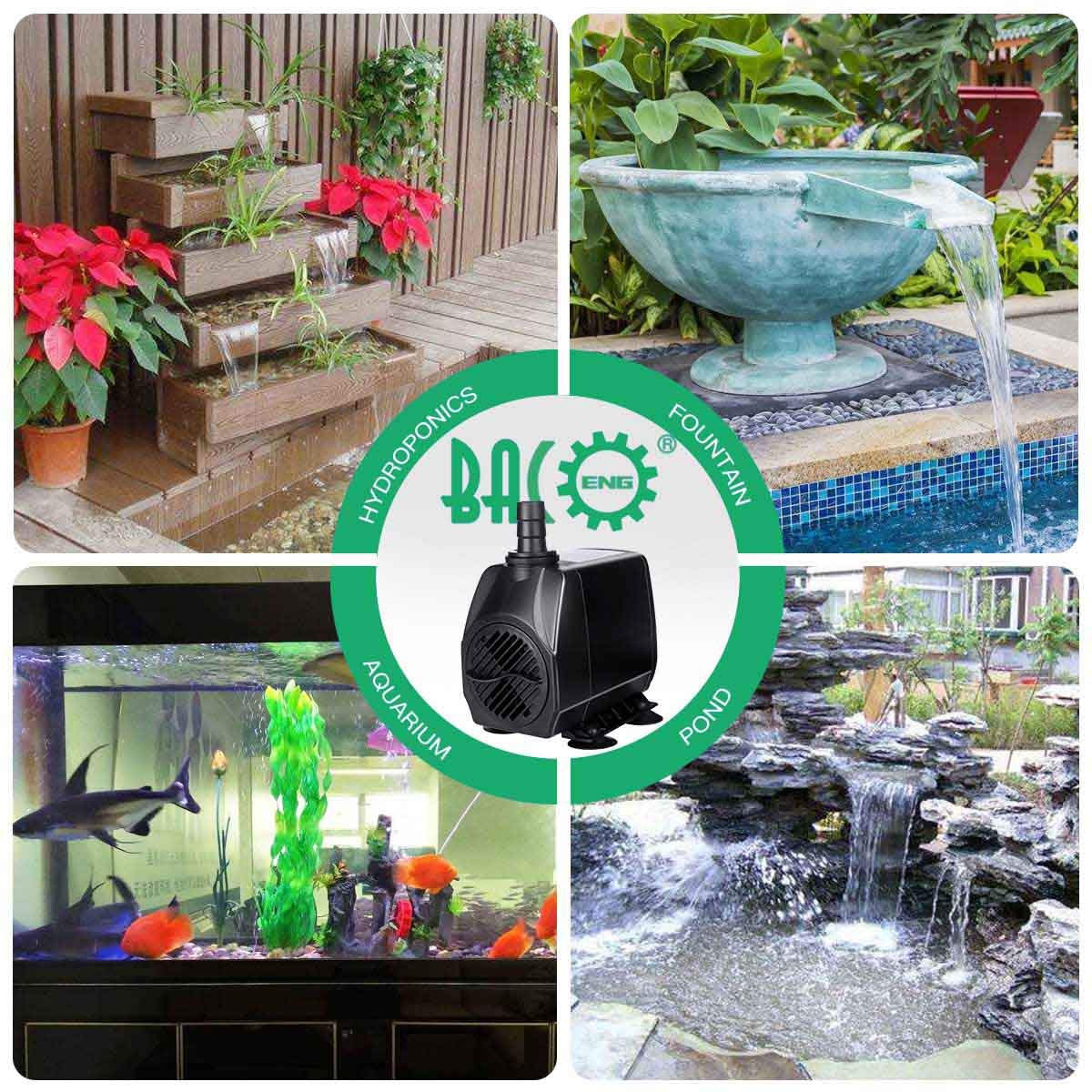 BACOENG 100W Submersible Water Pump 3800L/H, 4m Lift for Aquarium, Garden, Pond, Fountain Circulation - Ideal for Fish Tanks, Hydroponics & Water Features