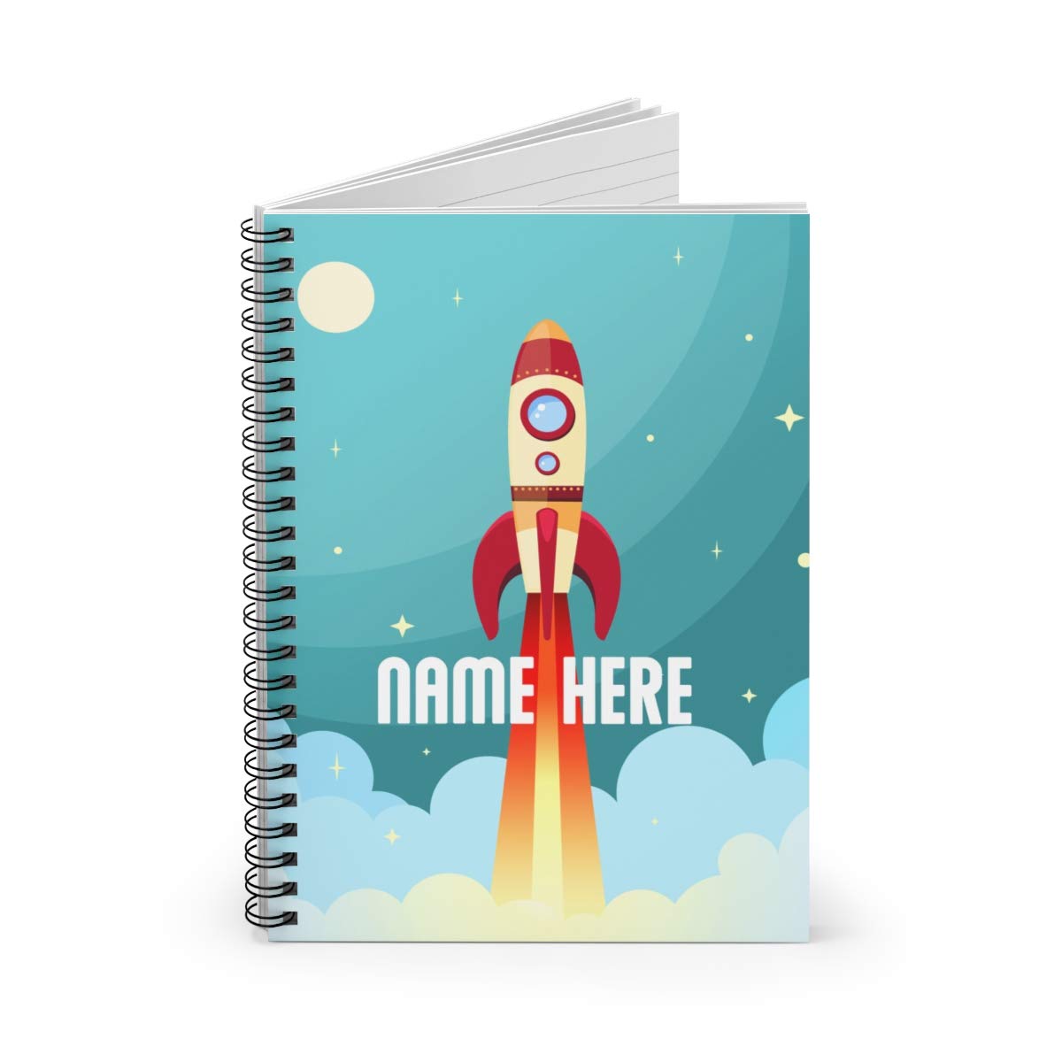 Custom Space Themed Spiral Notebook - Personalized Rocket Launch Design for Kids, Teens, Girls & Women | Unique Gift Idea for School, Journaling & Creative Writing