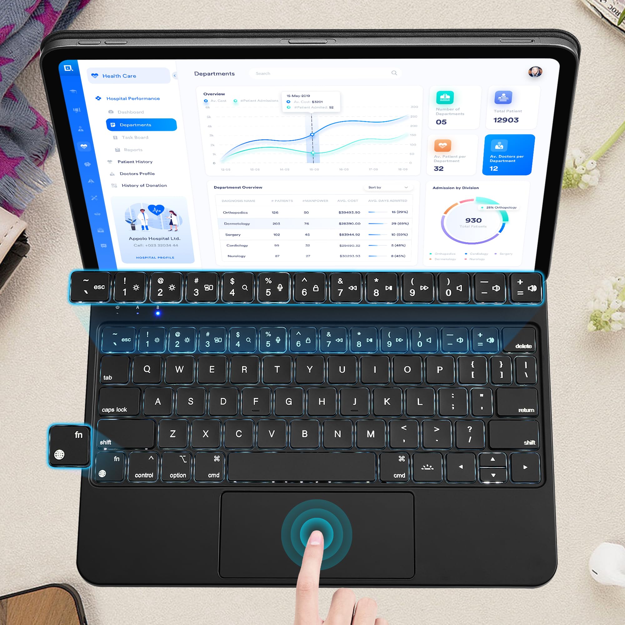 Magic-Style Bluetooth Keyboard Case for iPad Air 11