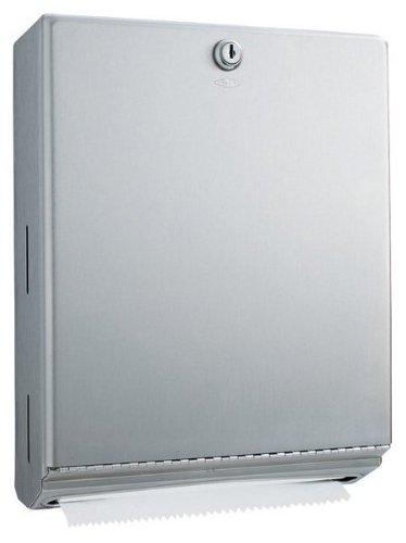 Bobrick B-262 Classic Series Surface-Mounted Paper Towel Dispenser - White Stainless Steel Commercial Restroom Hand Towel Holder for Office, School & Public Washrooms