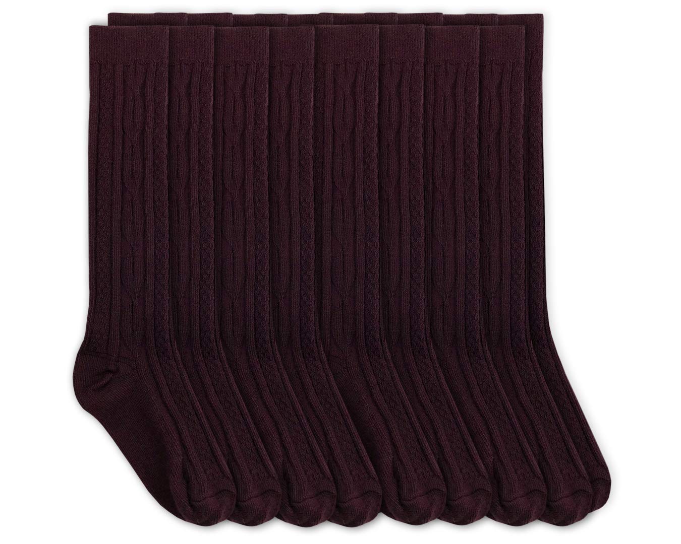 Jefferies Girls' School Uniform Cable Knit Knee High Socks - 8 Pair Pack for School, Winter & Dress Up Outfits | Warm & Comfortable Crew Socks for Kids & Teens
