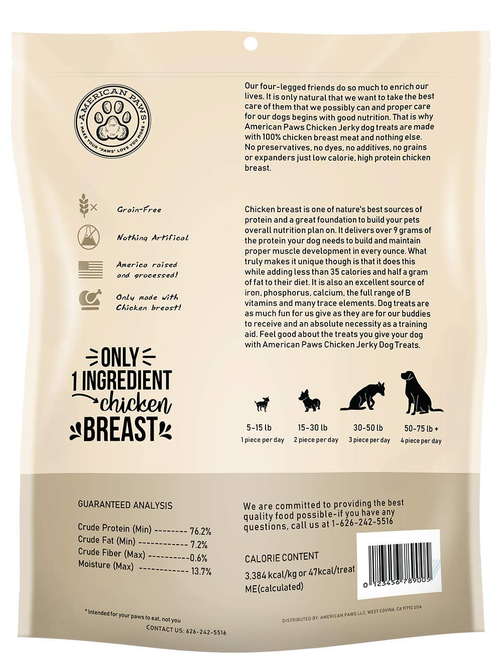 Premium American Paws Chicken Jerky Dog Treats - All Natural, Grain-Free, Made in USA (5 LB Bulk Pack) - Perfect for Training, Rewards & Dental Health
