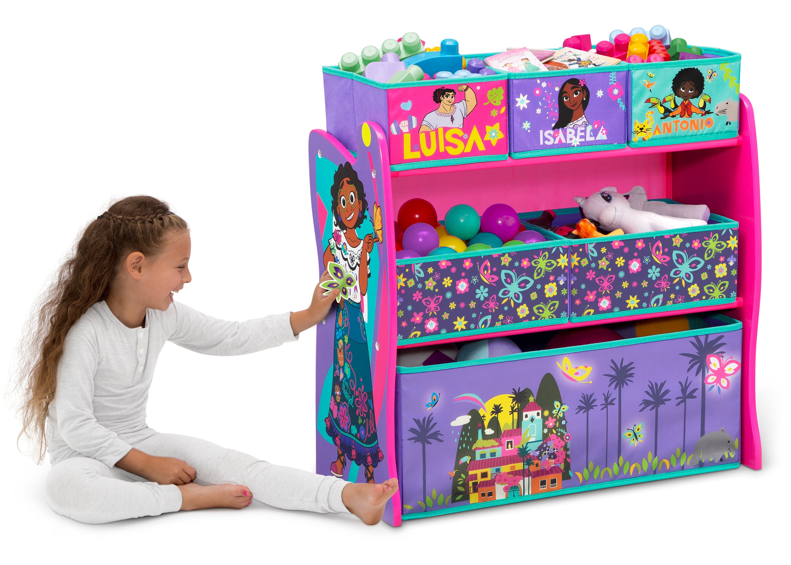 Disney Encanto 4-Piece Toddler Playroom Set - Kids Bedroom Decor, Play Mat, Storage Bins & Wall Art for Boys & Girls - Perfect for Nursery, Daycare or Playroom Organization