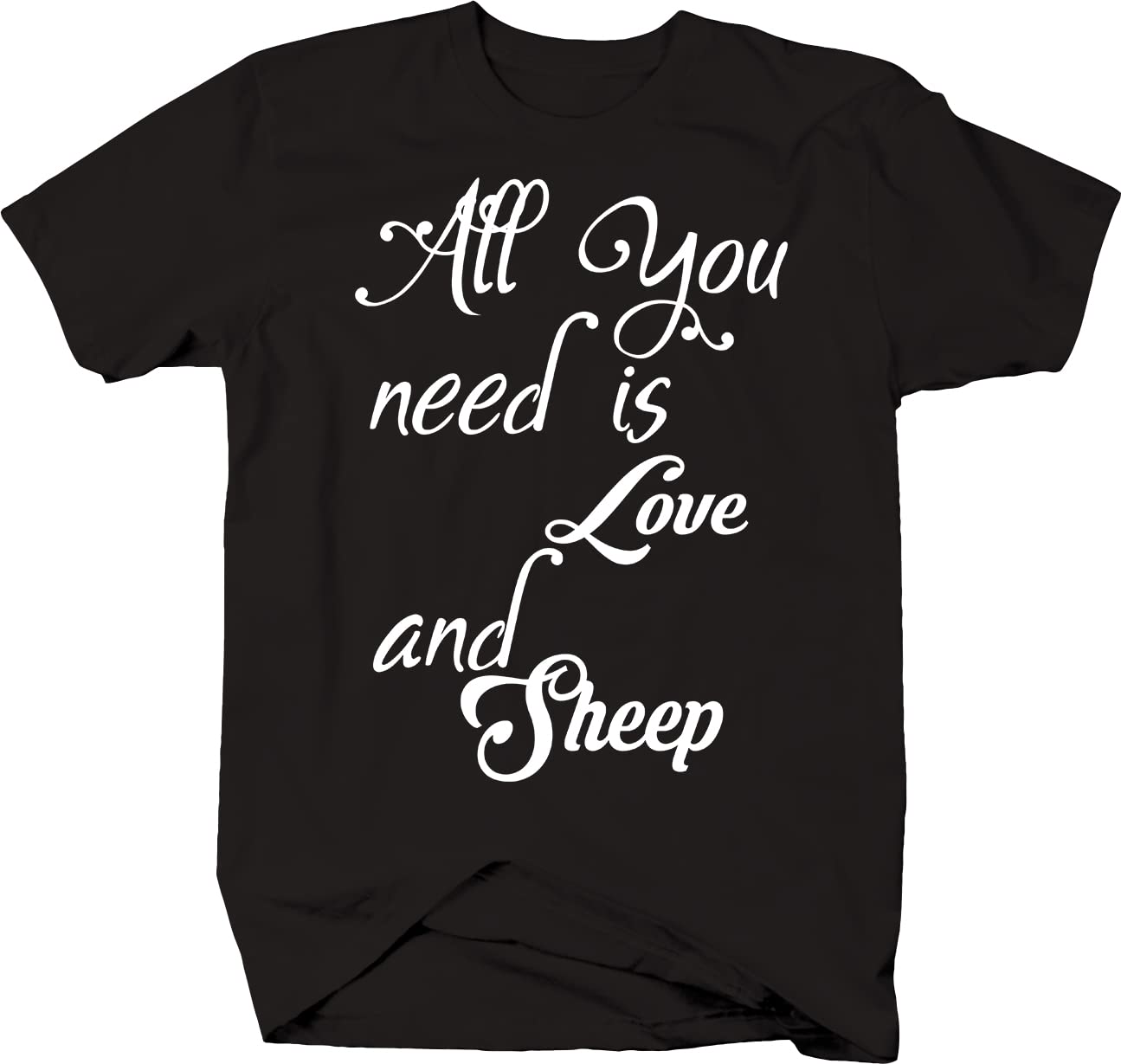 Men's Sheep Farm Animal T-Shirt - All You Need is Love Graphic Tee in Black | Casual Wear, Farm Theme Outfits, Funny Gift Idea