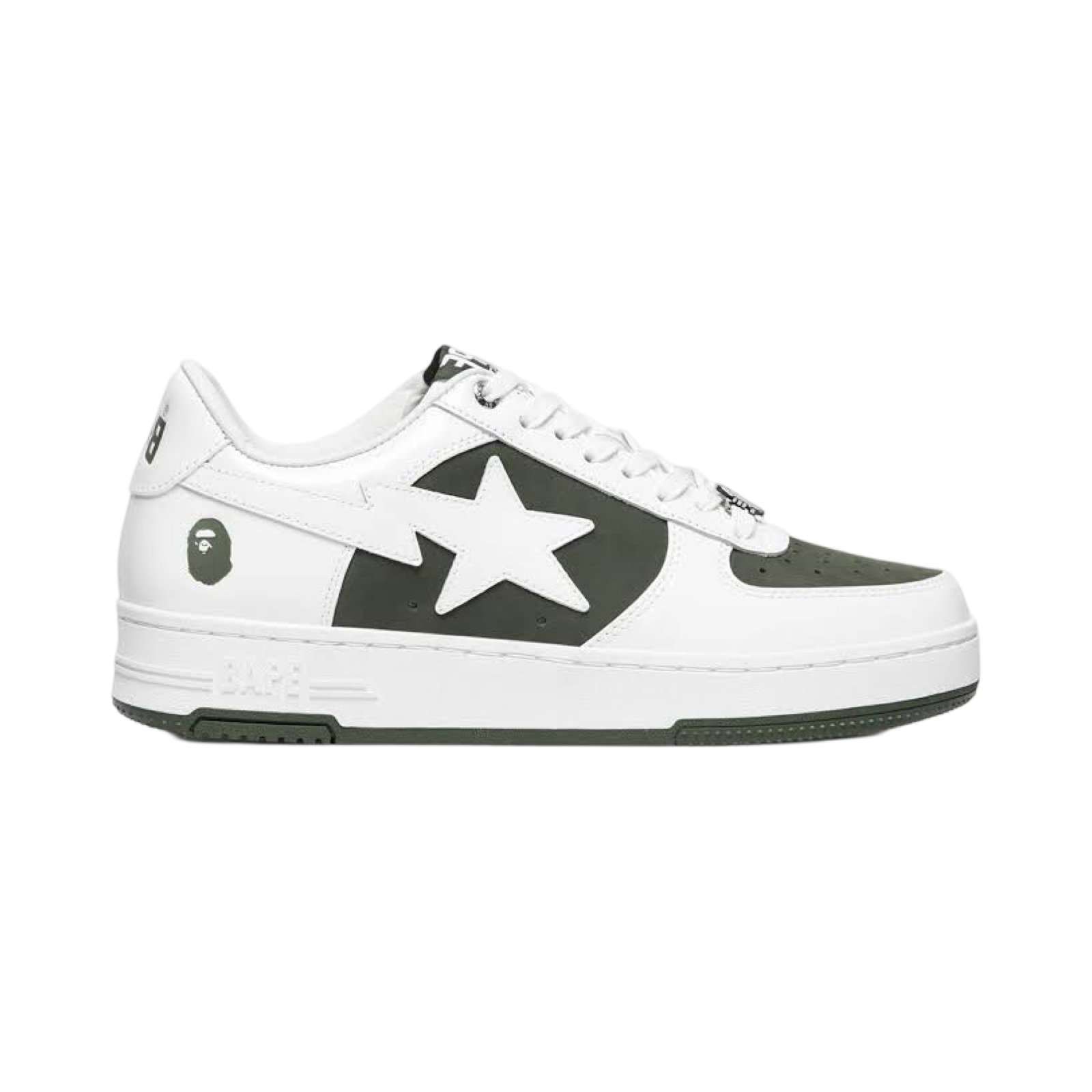 BAPE Bapesta #6 M2 Low Sneakers in Olive & White - Stylish Streetwear for Men | Perfect for Casual Outfits & Sneaker Collectors