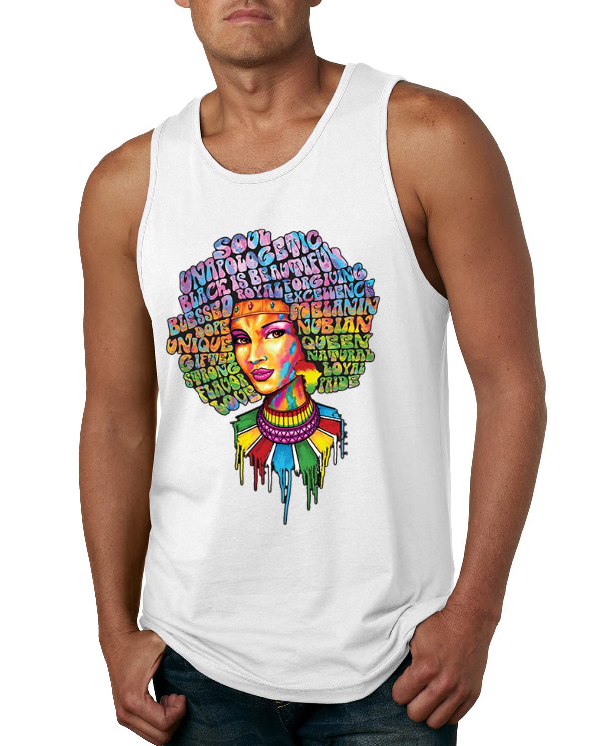 Wild Bobby Words of Character Strong Black Woman Black Pride Men's Graphic Tank Top - Comfortable & Stylish for Casual Wear, Gym, and Summer Outfits
