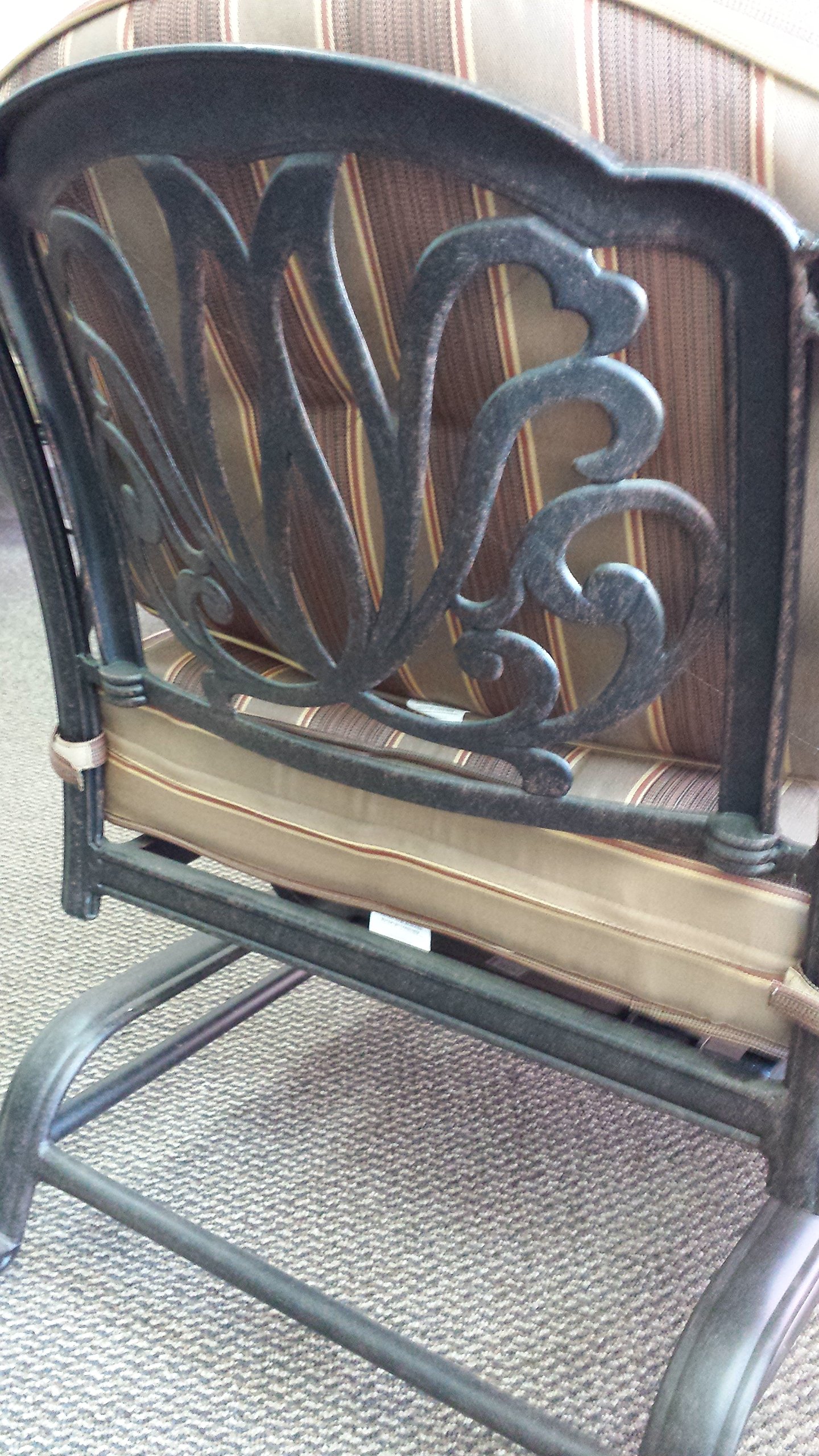 Elizabeth Outdoor Patio 4 Club Rocker Chairs with Spring Base - Cast Aluminum Dark Bronze (Walnut) - Perfect for Backyard, Garden, Poolside & Patio Relaxation
