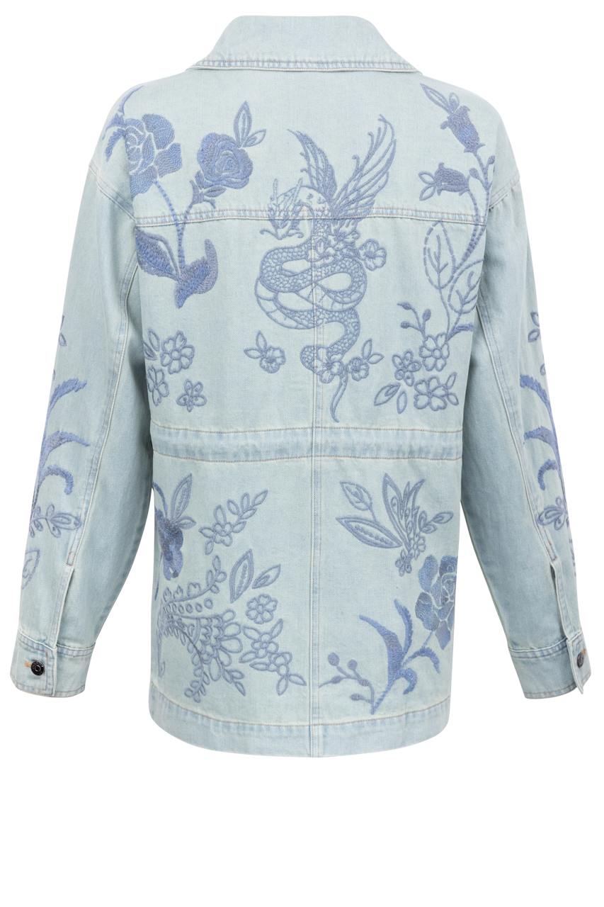 Johnny Was Women's Cargo Denim Jacket - Stylish Distressed Denim Coat with Pockets for Casual Outfits | Perfect for Spring, Fall & Outdoor Adventures