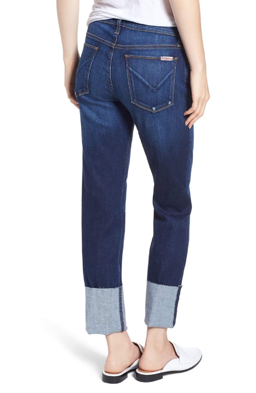 HUDSON Women's Tally Deep Cuff Cropped Jeans - High Waist Distressed Denim Pants, Light Blue Wash, Size 26 - Perfect for Casual Outfits, Weekend Wear & Street Style Fashion