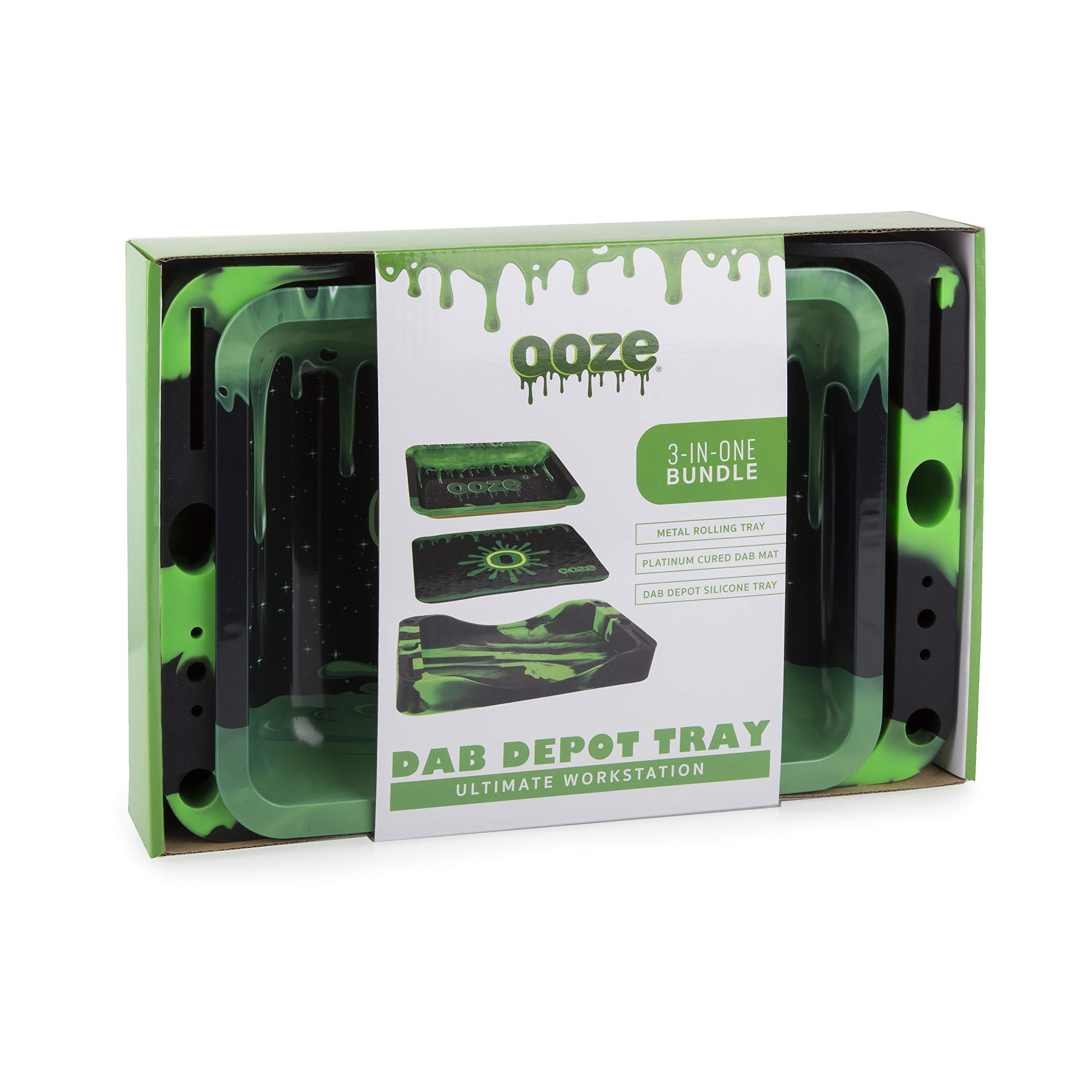 Ooze Life 3-in-1 Rolling Tray Set - Premium Metal & Silicone Rolling Tray Bundle for Herbs & Smoking Accessories - Perfect for Rolling Papers, Grinders & Storage at Home or Travel