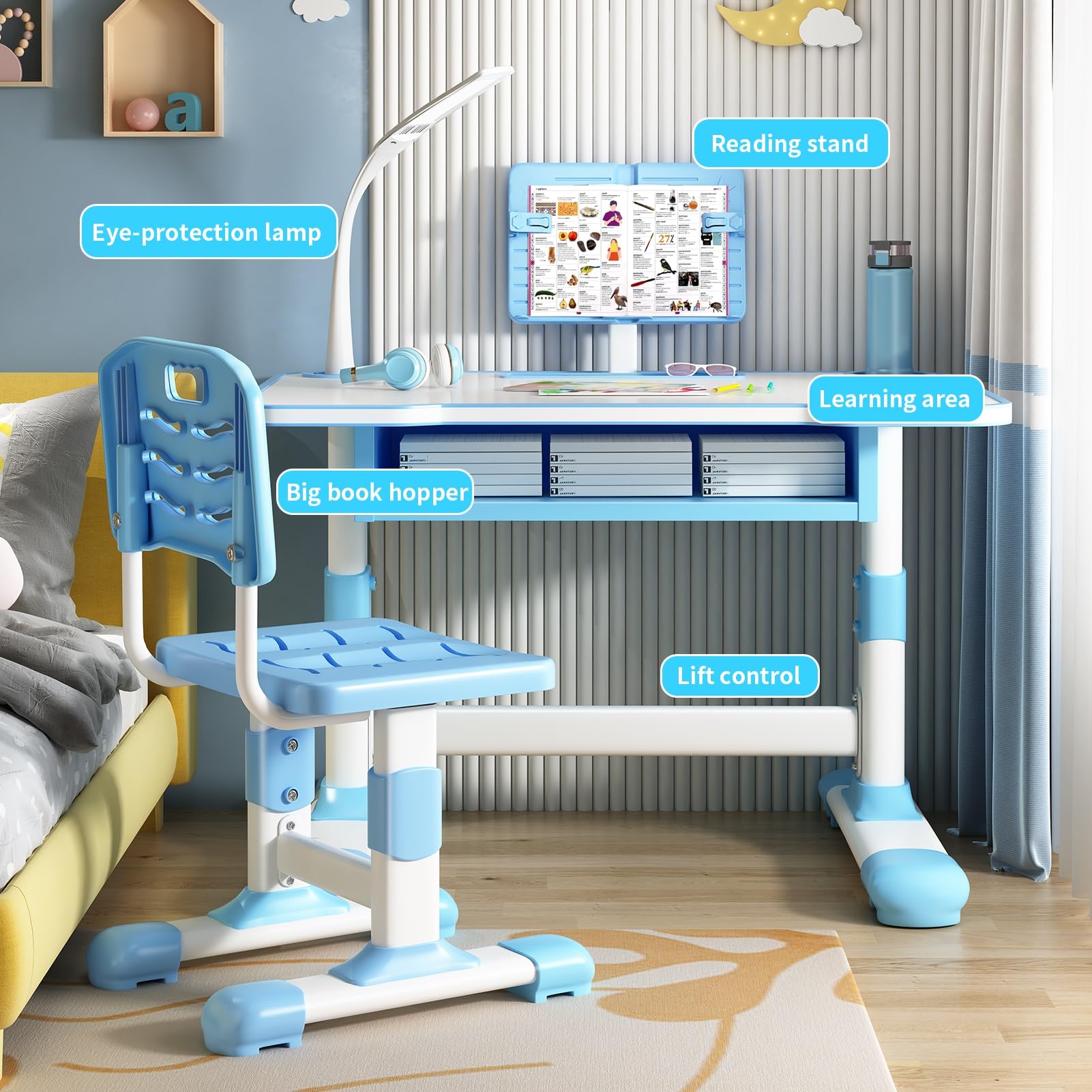 Adjustable Kids Study Desk & Chair Set with Drawer - Perfect for Homework & Drawing
