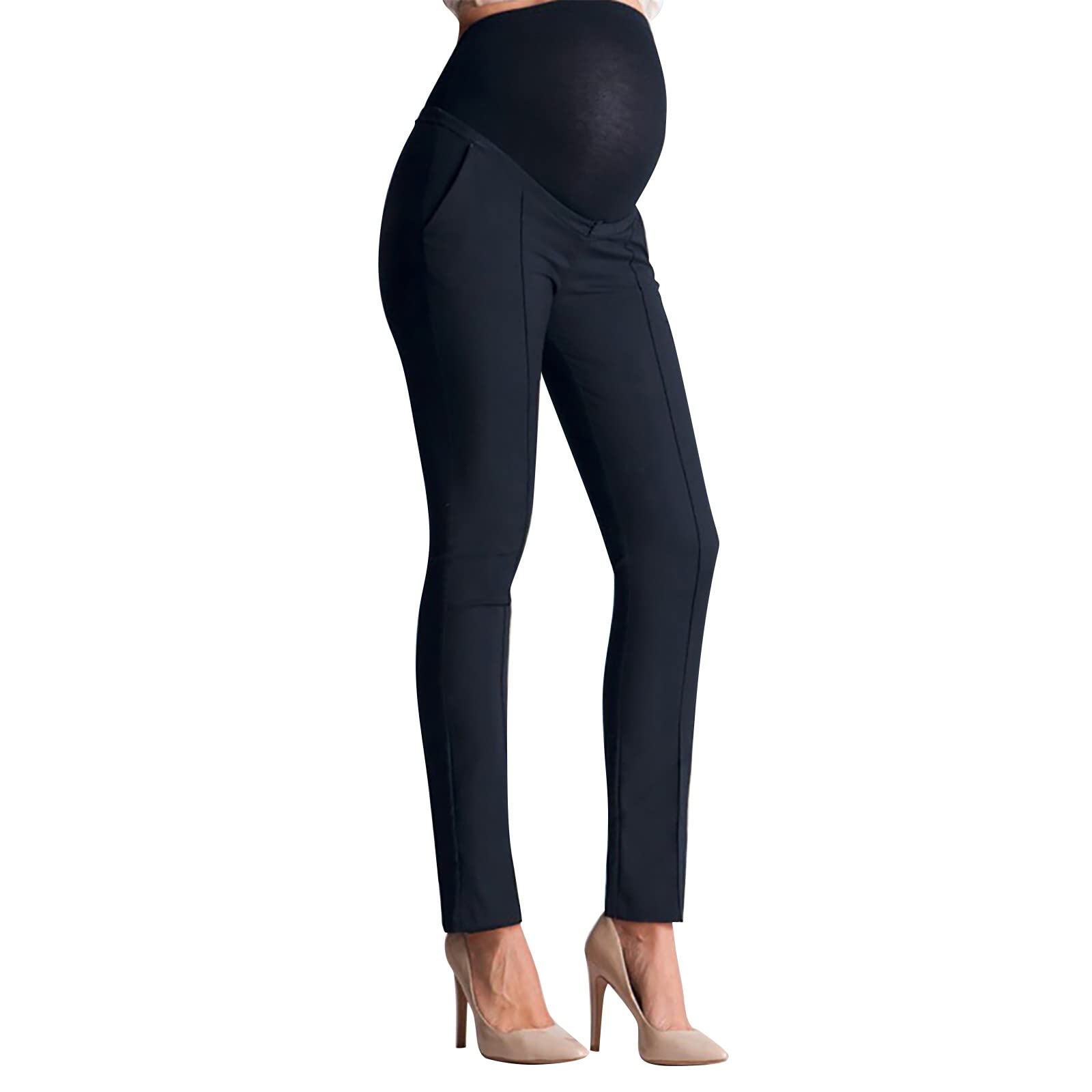 **Mercatoo Maternity Pants - Stretchy Over Bump Pregnancy Capris for Women - Comfortable Work & Casual Wear for Expecting Moms**    *(Perfect for Office, Travel, or Everyday Comfort During Pregnancy)*
