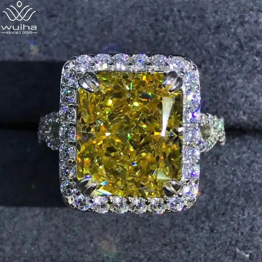 WUIHA 6CT VVS D Color Radiant Cut Created Moissanite Engagement Ring - Solid 925 Sterling Silver 3EX Fine Jewelry for Wedding, Proposal & Anniversary Gifts
