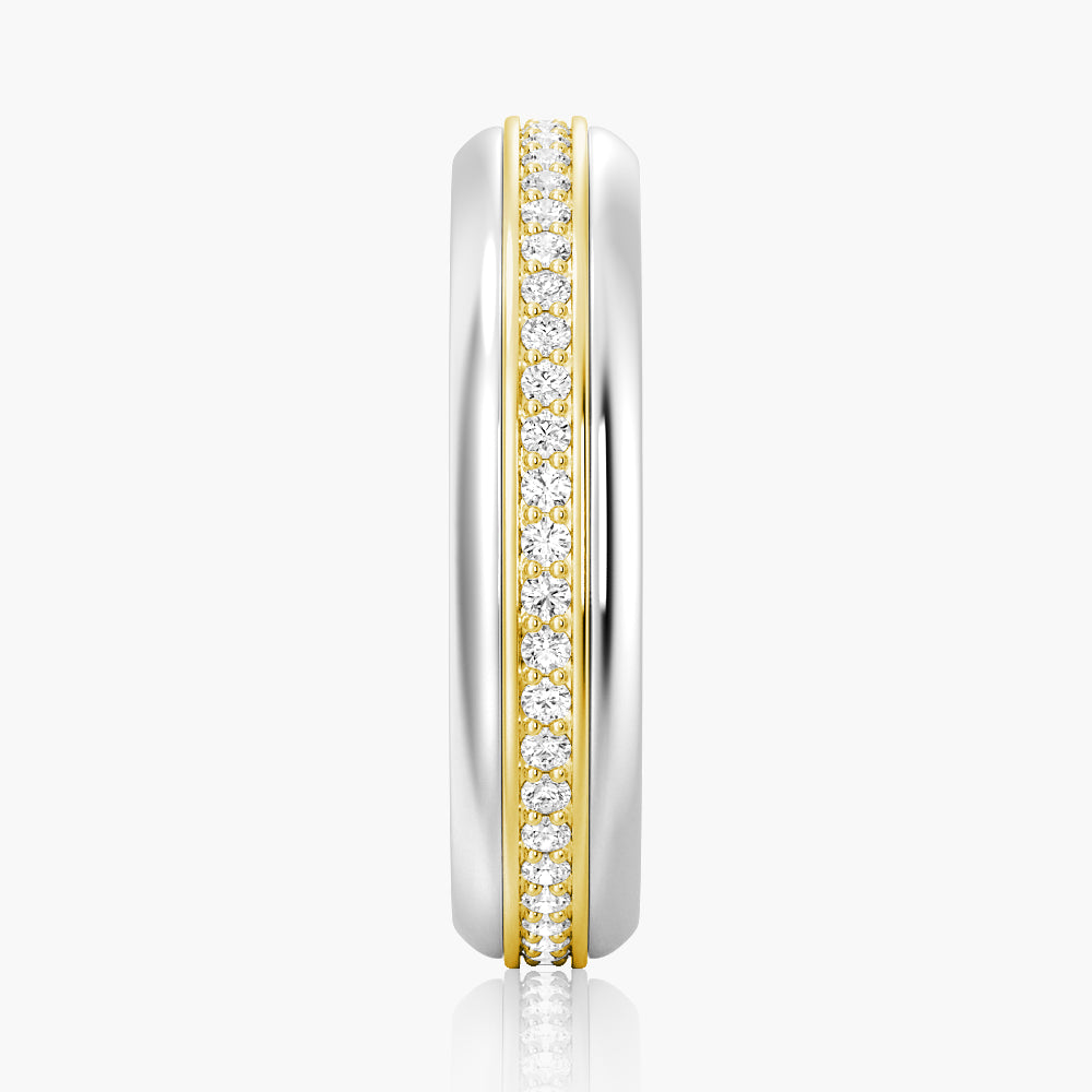 5.1mm Rotatable Two-Tone Round Moissanite Men's Eternity Wedding Band Ring - Perfect for Anniversary Gifts, Engagement Rings & Special Occasions