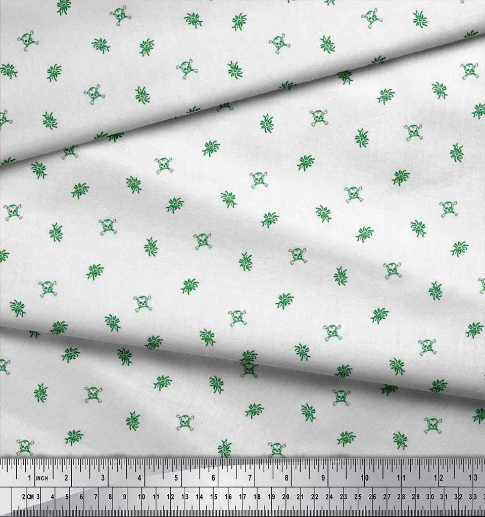 Soimoi Velvet Fabric - Floral Cross Bones & Skull Printed Fabric - 1 Yard (58 Inch Wide) - Perfect for Gothic Clothing, DIY Costumes, Home Decor & Craft Projects