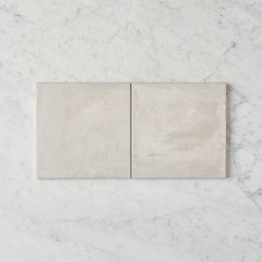 Premium White Encaustic Look Square Tile for Bathroom & Kitchen Flooring - Waterproof Ceramic Mosaic Tile for Coastal & Beach House Decor