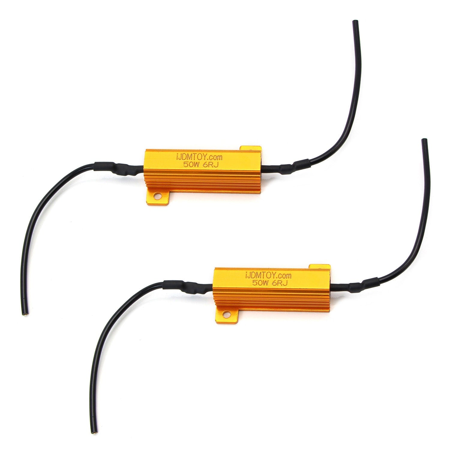 2-Pack 50W 6 Ohm Load Resistors for LED Turn Signal Lights - Fix Hyper Flash & Rapid Blinking Issues - Compatible with Car, Truck, Motorcycle & RV Lighting Systems