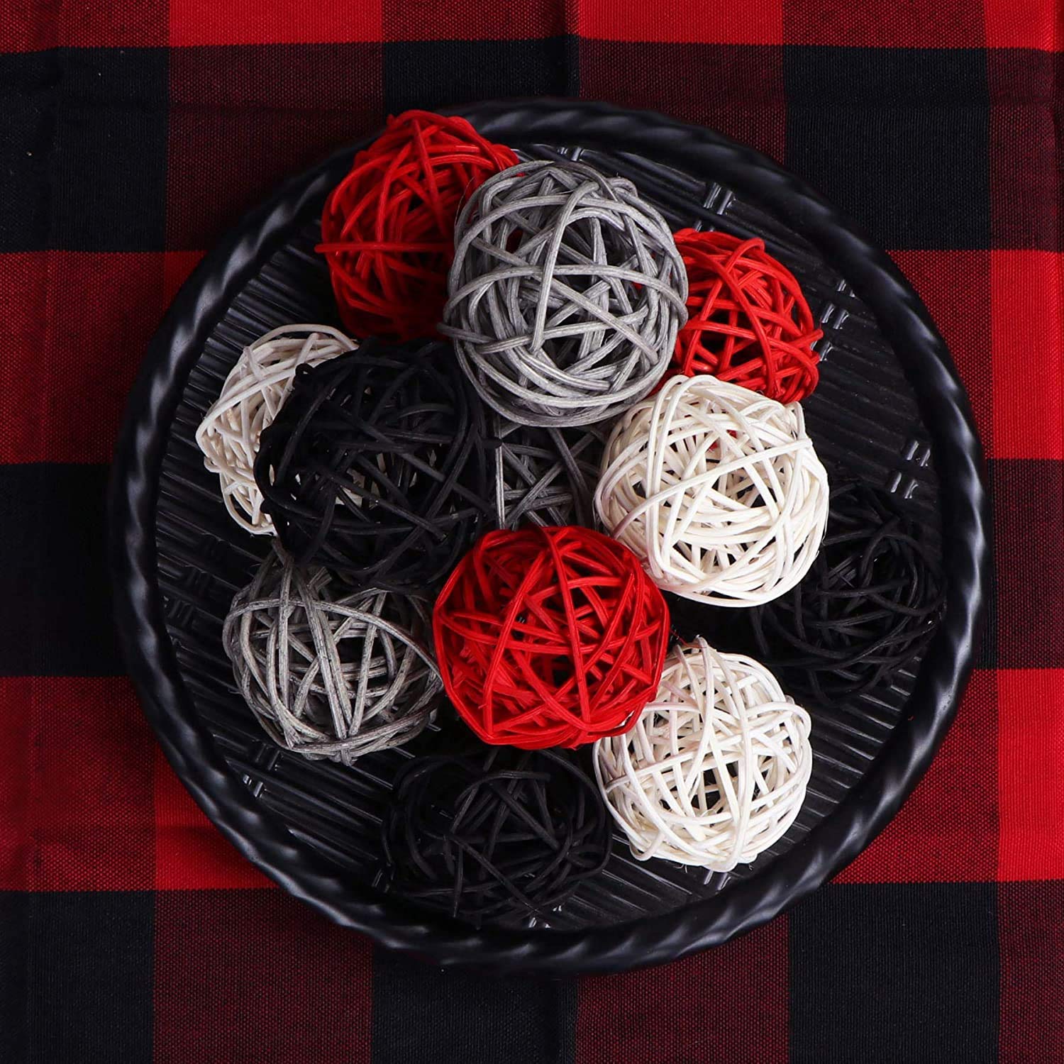 2 Inch Rattan Balls - Decorative DIY Filler Ornaments for Wedding Table Decor (Black, Red, White) | Perfect for Centerpieces, Party Decorations & Home Crafts