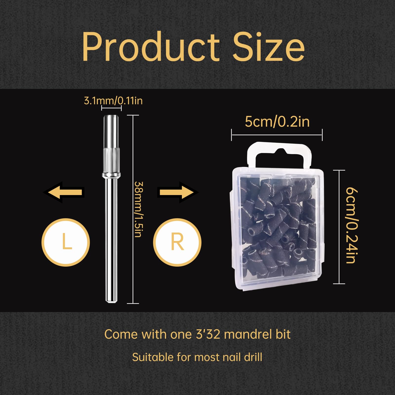 Corfulra Upgrade 50-Piece Small Sanding Bands for Nail Drill - 150 Fine Grits Professional Nail Drill Bits Set with Mandrel for Natural Nails | Must-Have Nail Tech Accessories | Perfect for Manicure, Pedicure & Nail Art Salon Use