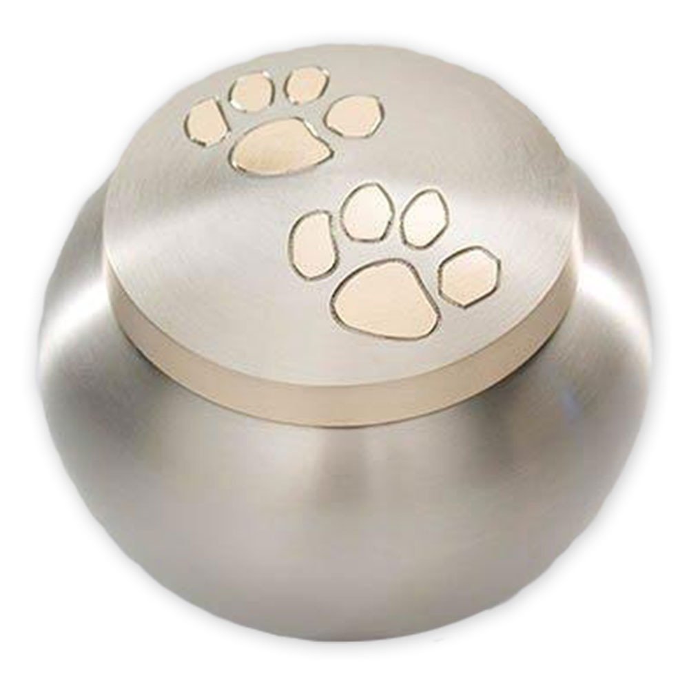 Brass Pet Cremation Urn for Dogs & Large Pets - Gold/Pewter for Home Memorial