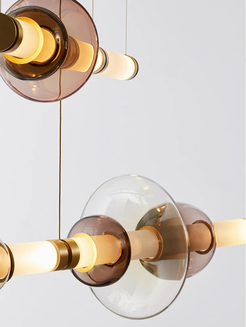 Stellar Orbit Linear LED Minimalist Pendant Light - Modern Dimmable Hanging Fixture for Kitchen Island, Dining Room & Bedroom Lighting