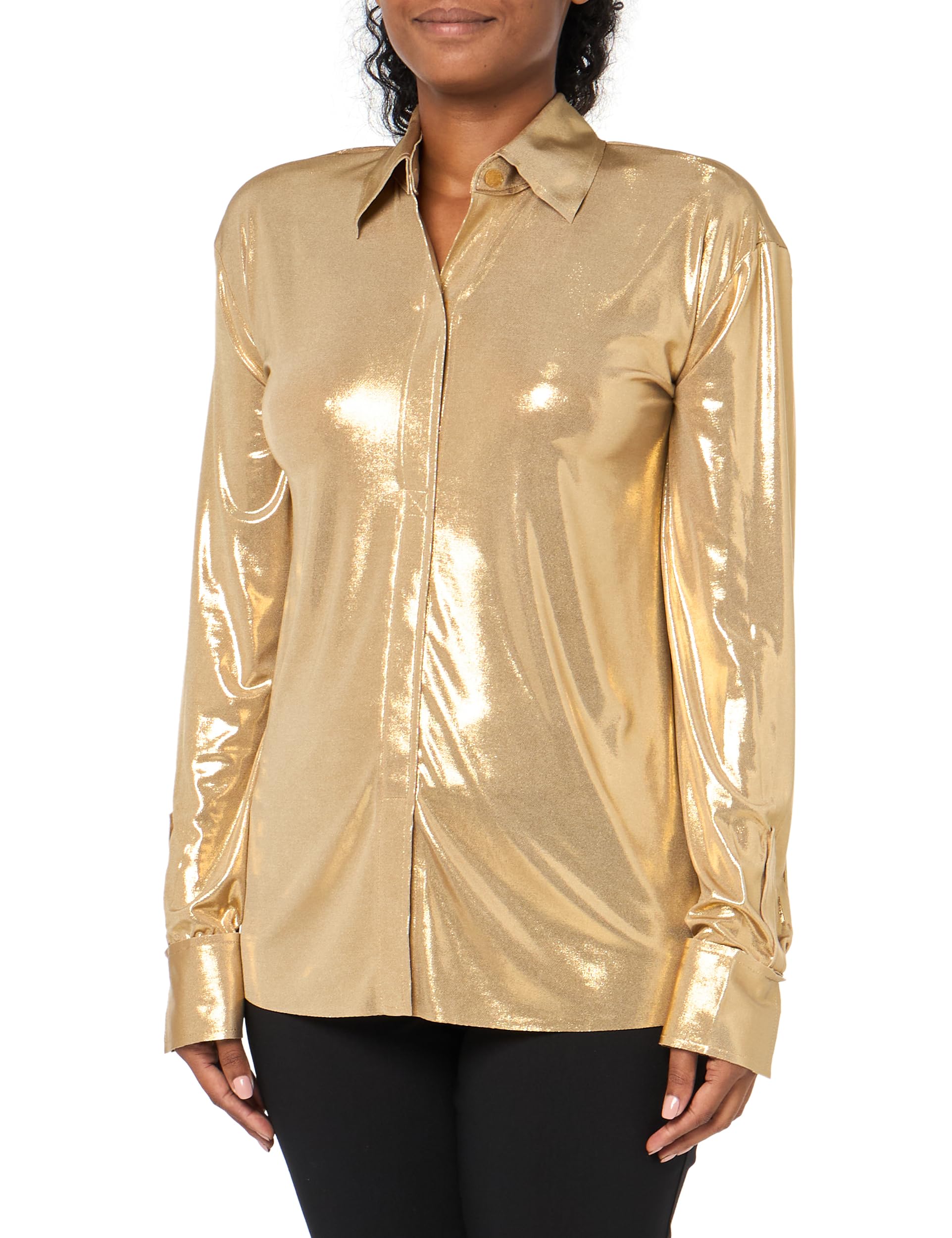 Norma Kamali Women's NK Shirt with Collar Stand - Stylish Casual & Office Wear for Women | Perfect for Work, Dates & Everyday Outfits