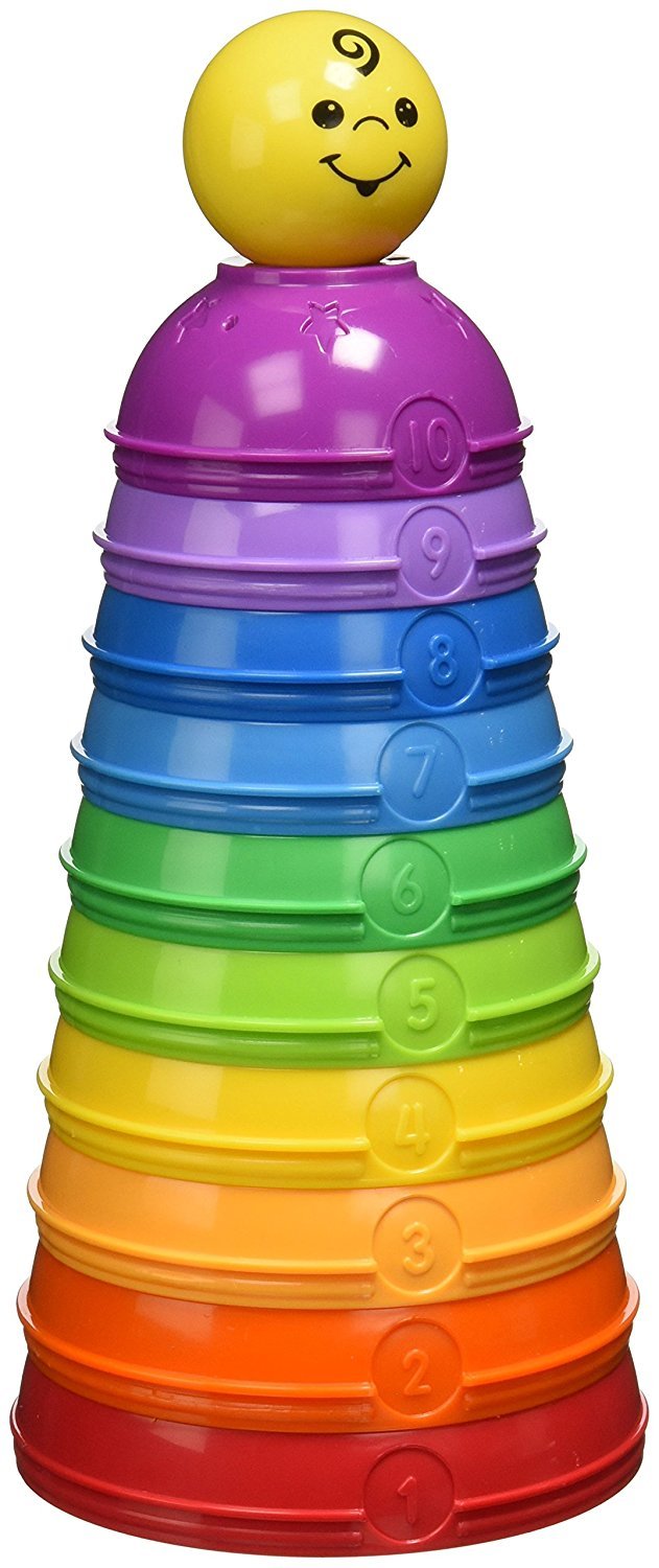 Fisher-Price Stack & Roll Cups Toy - 10-Piece Baby Stacking Cups Set for Early Learning & Motor Skills Development - Fun Bath & Beach Toys for Toddlers 1-3 Years Old