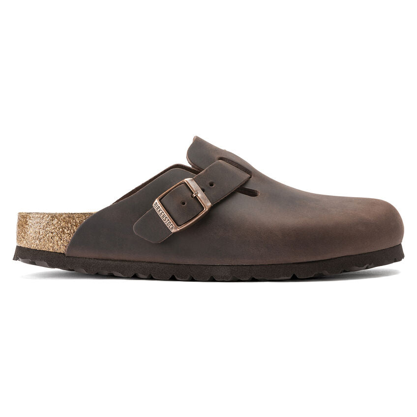 Birkenstock Boston Oiled Leather Clog - Classic Comfort Footbed in Habana Brown | Unisex Slip-On Shoes for Home, Office & Outdoor Wear