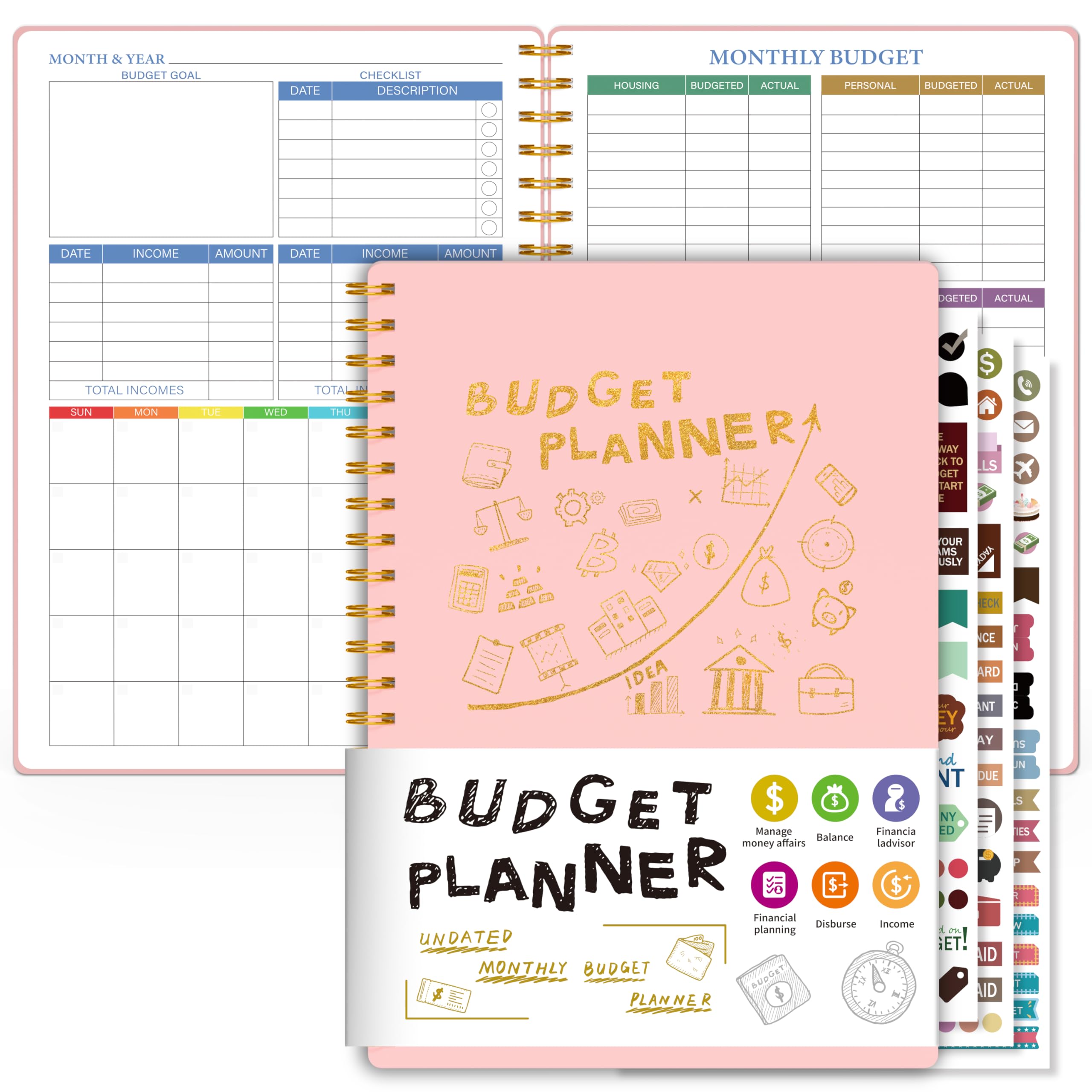 2024 Budget Planner - Monthly Expense Tracker Notebook with Undated Bill Organizer & Debt Management, 5.5