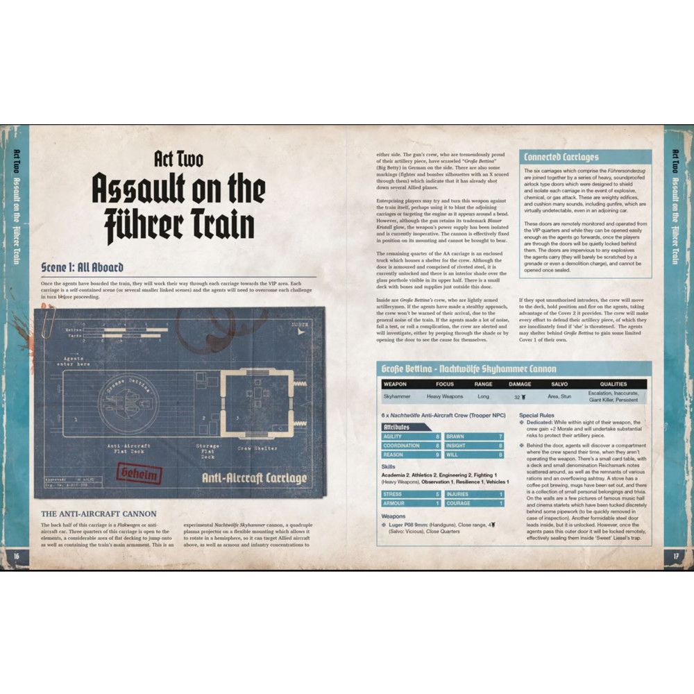 Achtung! Cthulhu Assault on the Fuhrer Train 2D20 Expansion Hardcover RPG Book - Lovecraftian Horror Tabletop Game for Roleplaying Adventures